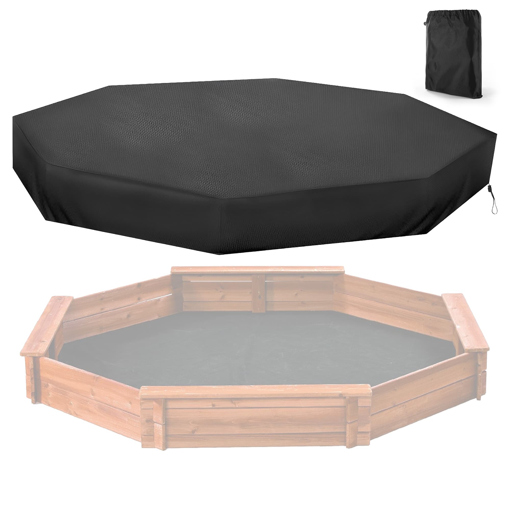 Octagon Sandbox Cover, 84" X 78" X 9" Outdoor Garden Outdoor Octagon Sand Box Cover, Thick Oxford Cloth Waterproof, Windproof and Dustproof, Suitable for Sandbox Protection - Black