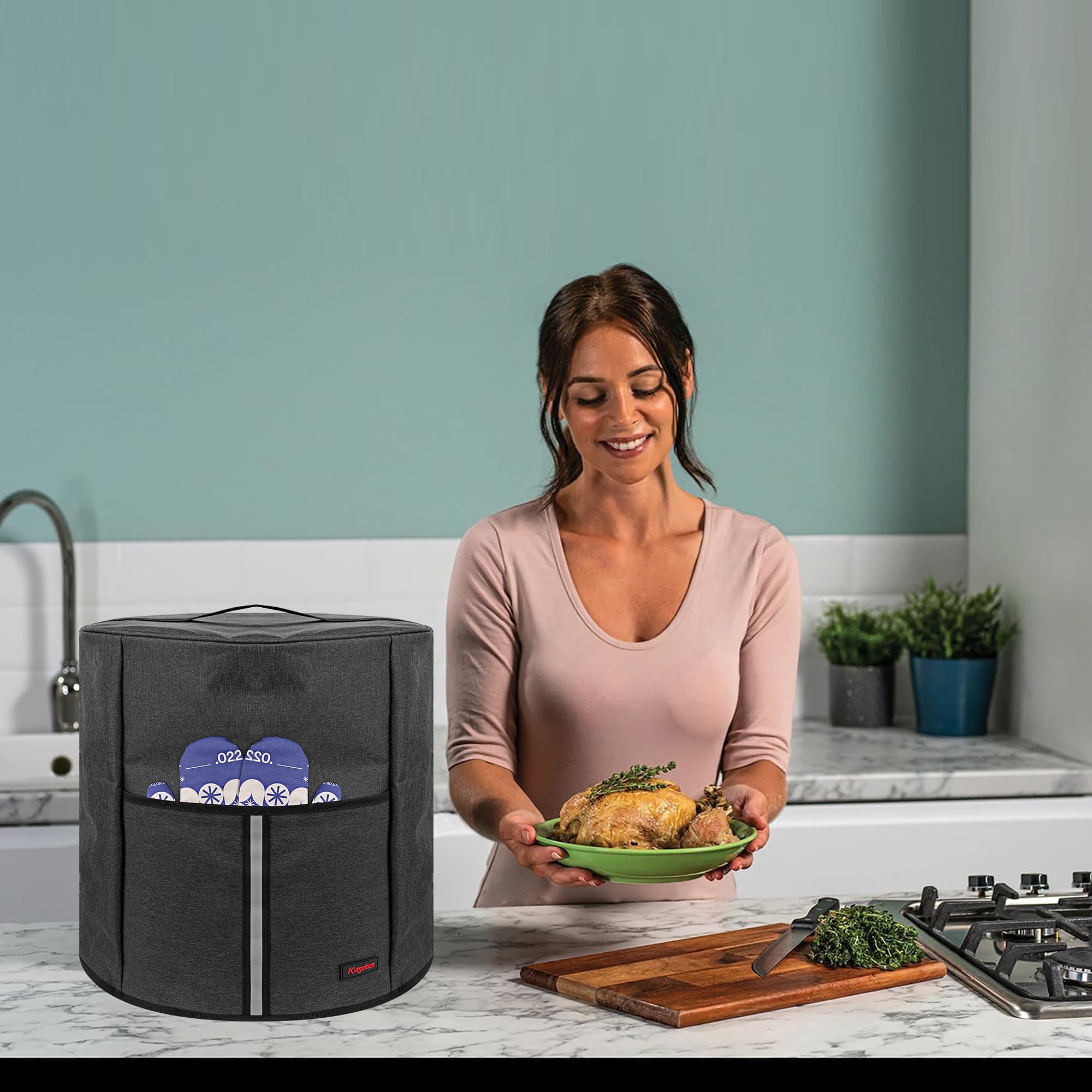 Foodi Multi-Cooker Dust Cover with Top Handle & Accessory Pocket - Compatible with ‌Ninja OP300UK/OP500UK, 6L/7.5L Electric Pressure Cookers Protective Cover - Dark Grey - 7