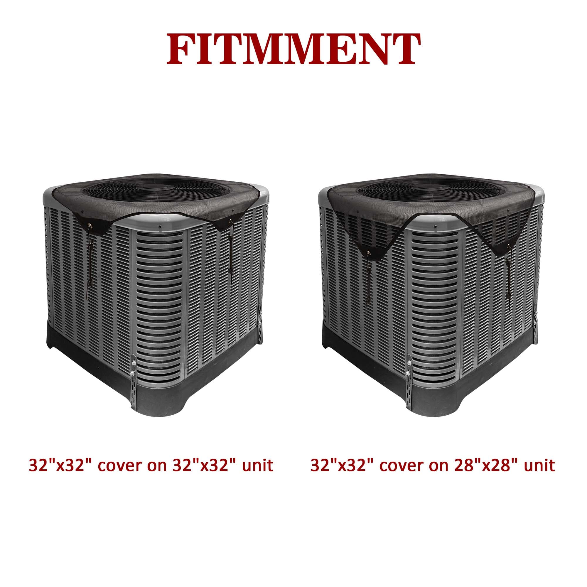 Kingshion Central Air Conditioner Covers for Outside 32'' X 32'', Mesh AC Covers for Outside Unit, Breathable AC Conditioning Condenser Compressor Cover-With four stretchable fixing hooks(Black) - 3