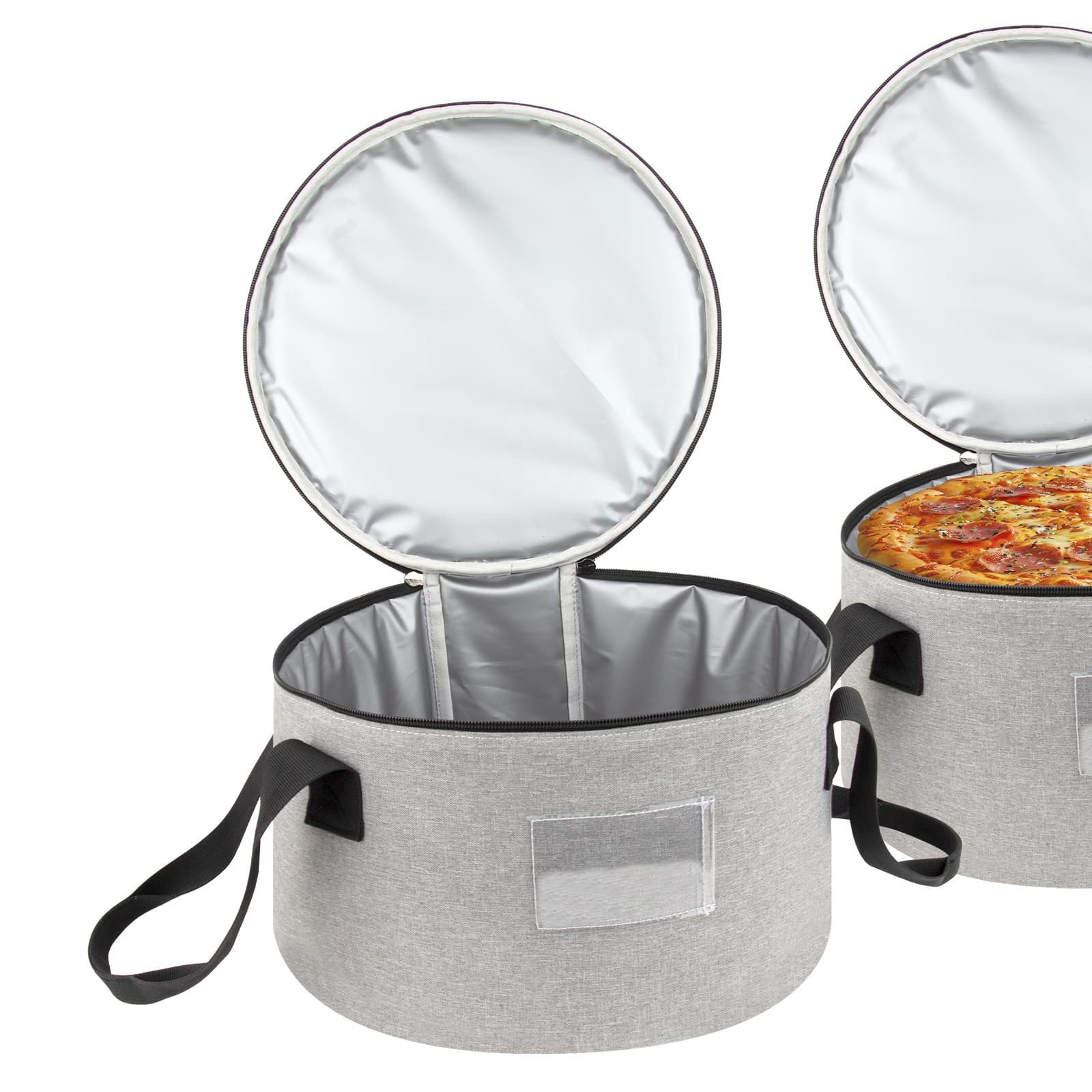 Kingshion Round Insulated Thermal Pie Carrier Slow Cooker Bag,Reusable Insulated Cake Carriers Casserole Carrier Cooler Bags for Potluck,Picnics,Collapsible Lunch bag for Delivery- Light Gray