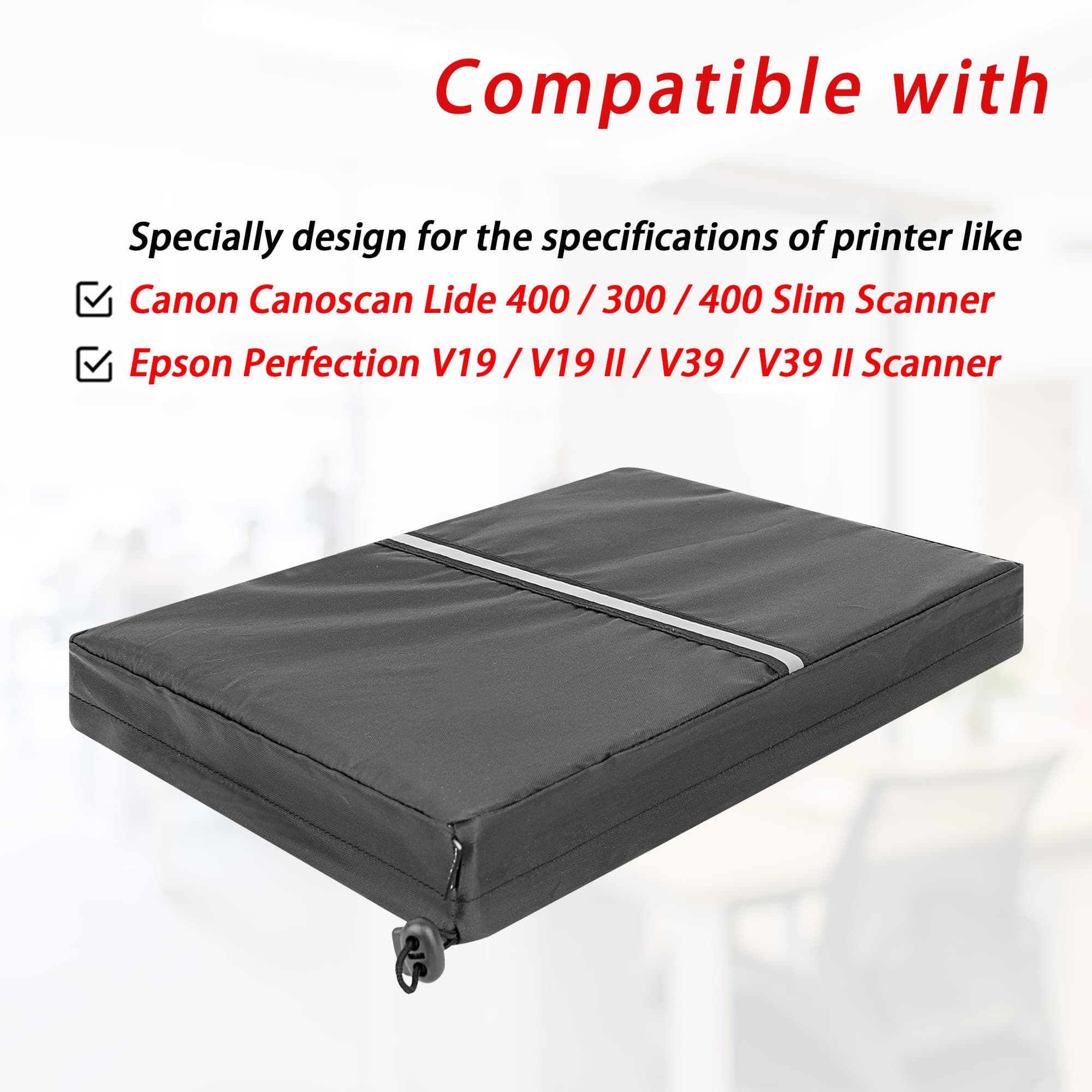 Kingshion Scanner Dust Cover, Bottom Has An Adjustable Drawstring Compatible with Canon Canoscan Lide 300 Scanner / 400 Scanner / 400 Slim Scanners, Epson Perfection V19 / V19 II / V39 / V39 II Scanner - 4