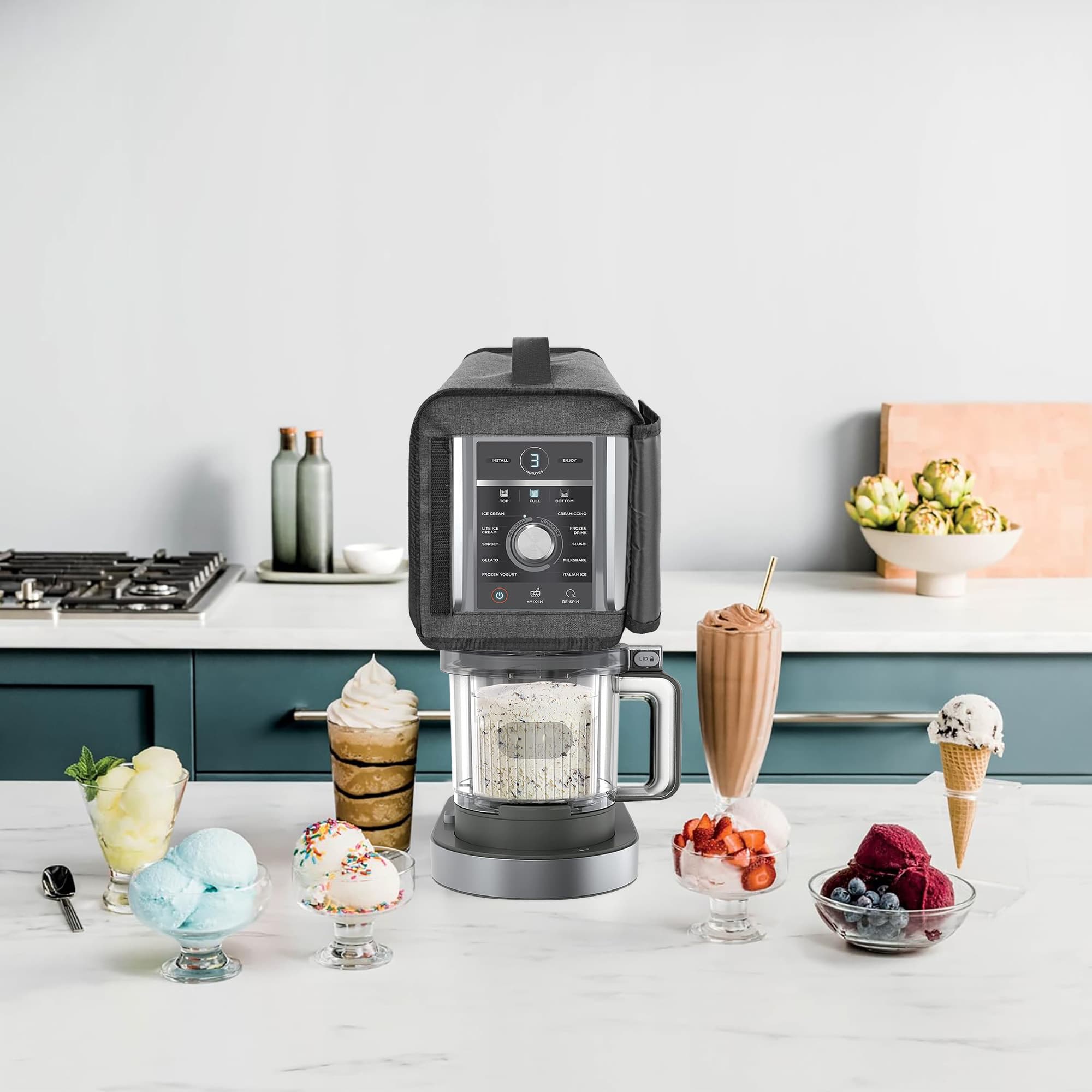 Ice Cream Machine Dust Cover Compatible with Ninja NC501/NC301/NC229 Ice Cream Machine, Waterproof and Thickened Oxford Cloth Semi-Covered Cover -Dark Grey - 5