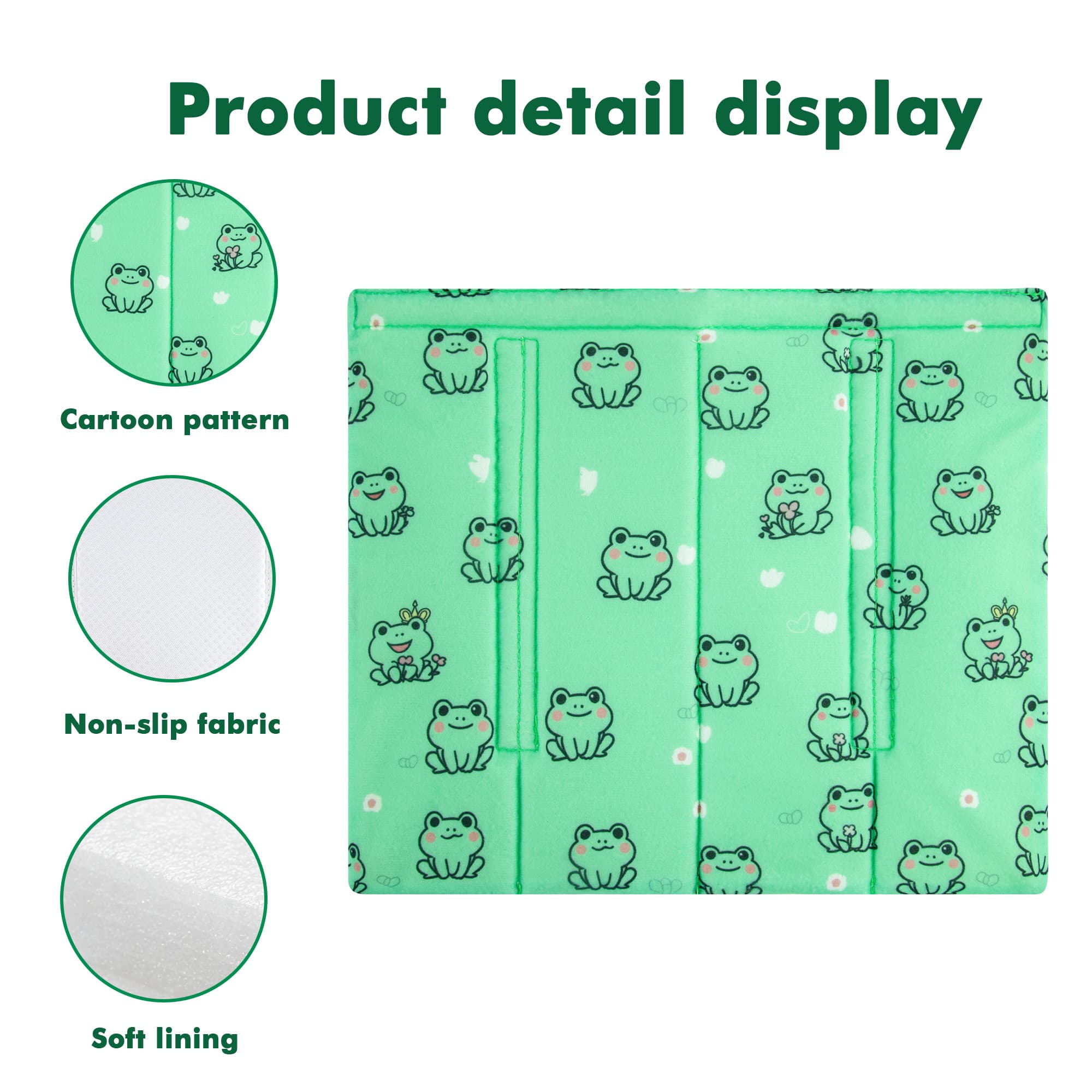 5Pcs Bunk Bed Ladder Pads, 30 x 25cm Bunk Ladder Cover with 10 Adjustable Straps, Comfortable Step Pads for Loft Bed, Suitable for Safe and Comfortable Climbing, Green Frog - 3