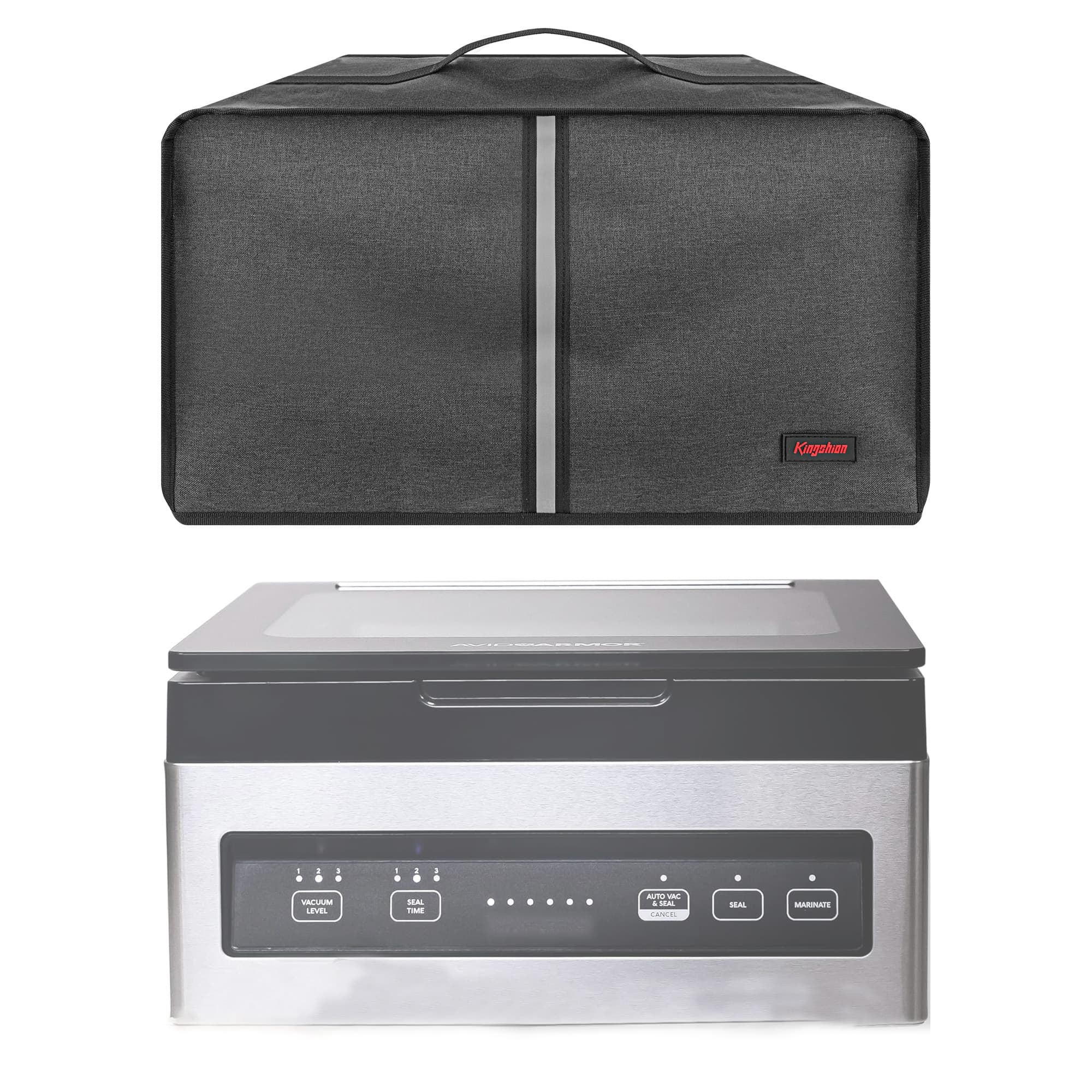 Kingshion Vacuum Sealer Dust Cover with Lateral Pockets Compatible with Avid Armor USV1 Chamber Vacuum Sealer, 12.6 x 12.6 x 6.3 In -Dark Gray