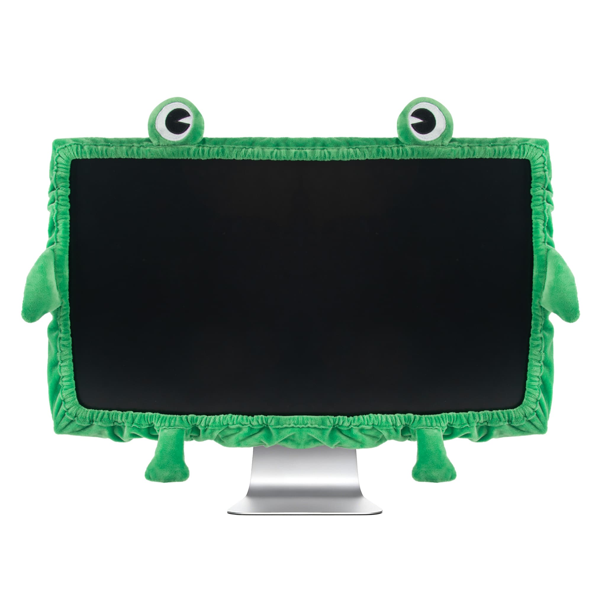 Kingshion Frog Monitor Cover, 23–27 Inch Cute Green Computer Screen Bezel Cover, Stretch Polyester with Elastic Band, Easy Install Desk Decor for Home Office, 1-Pack