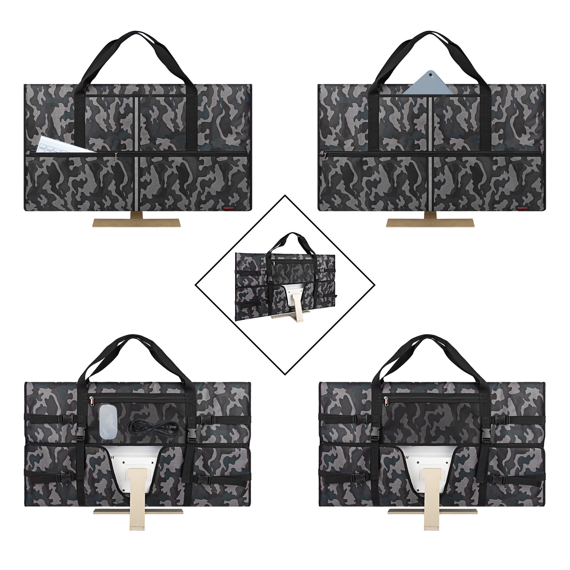 Kingshion Travel Carrying Bag Compatible with 32" All-in-One Desktop Computer and 32" Monitor (Camouflage Gray) - 2