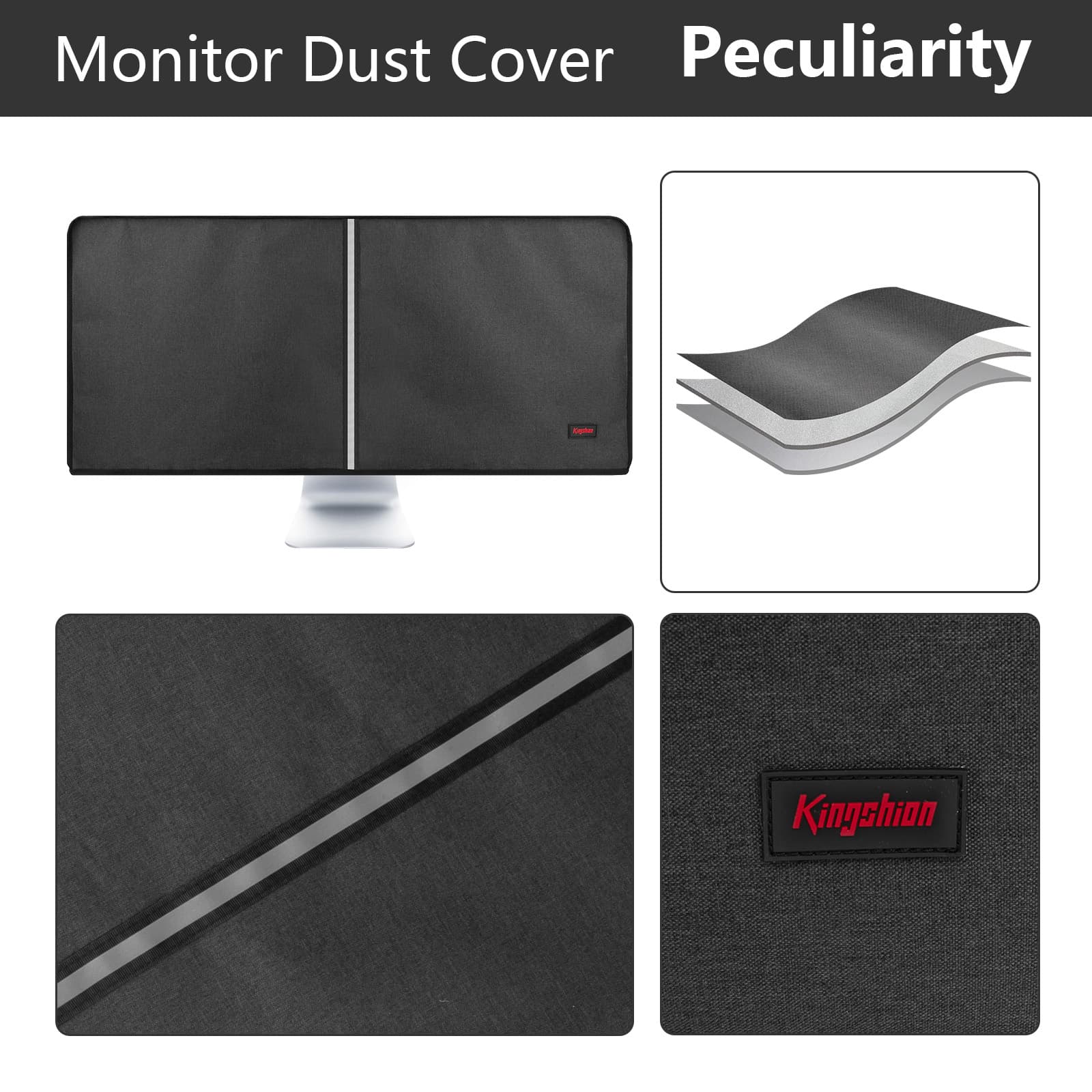 Kingshion Monitor Dust Cover 34-35 inch Dustproof LCD, LED, HD Panel Case Compatible with 34-35 inch Samsung, HP, Dell, Smart Monitor Dust Cover Computer Screen Protector,PC,Desktop and TV- Dark Grey - 3