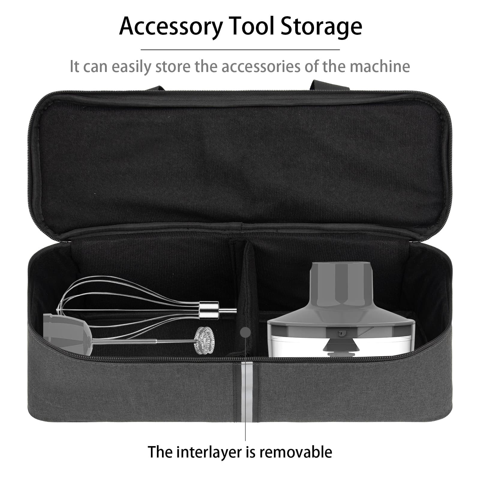 Kingshion Storage bag for Hand Blender, Carrying Case for Immersion Blender Handheld, Stick Blender Travel Storage Organizer (Bag Only) - 3