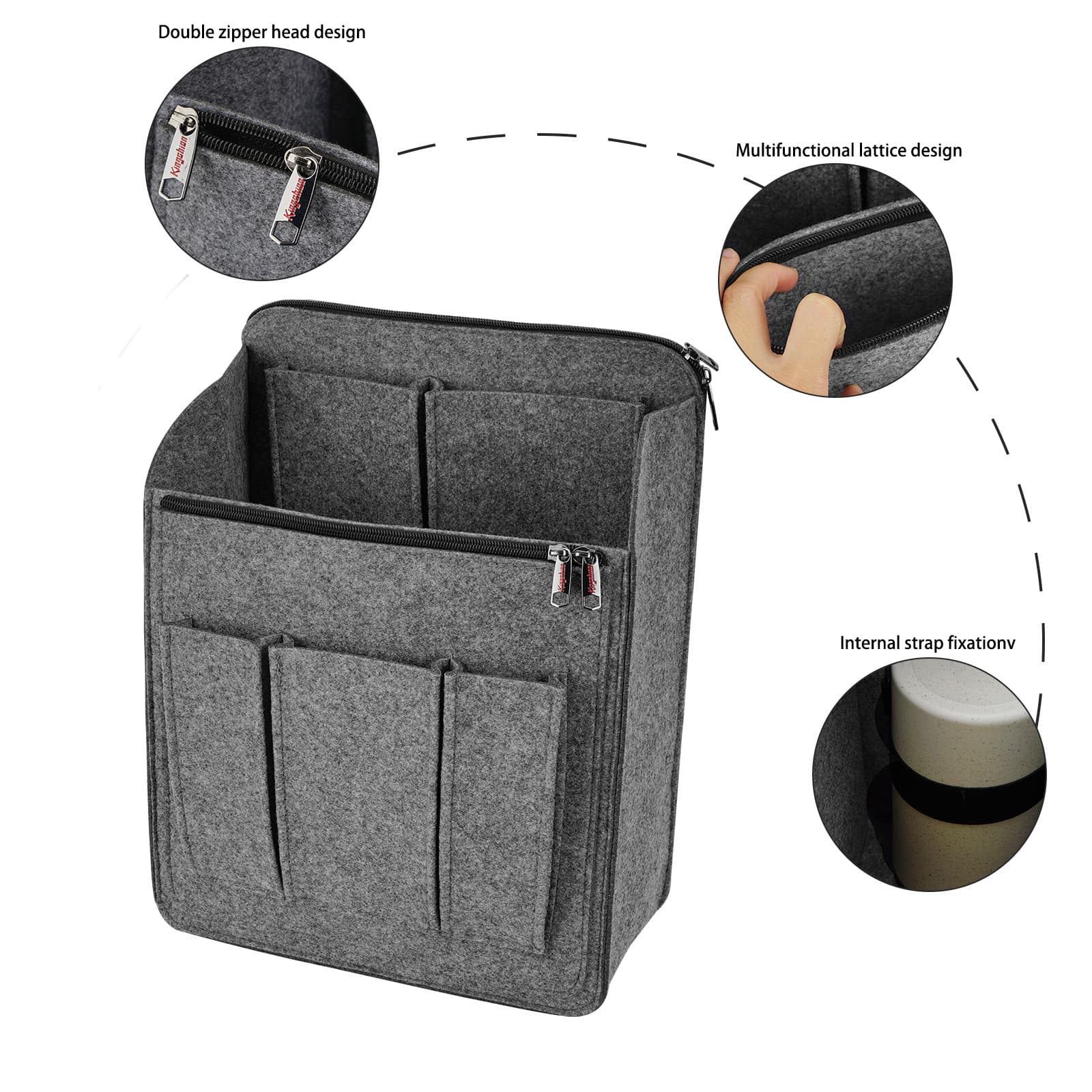 Felt Backpack Organizer Insert for Over 10" Backpack, Rucksack Shoulder, Travel Backpack Vertical Interior Bag - 2