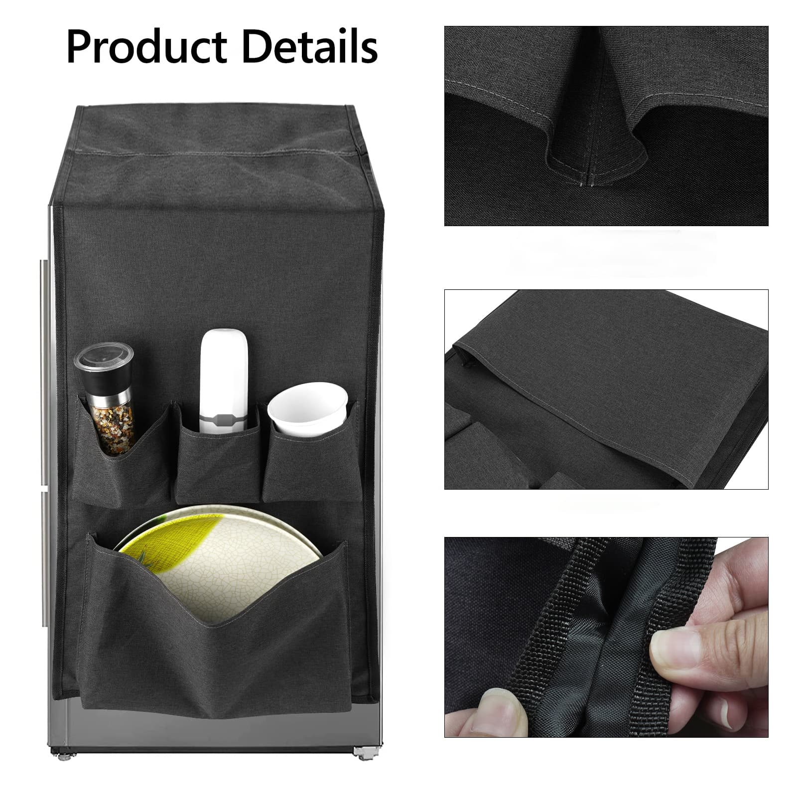 57" x 14" Mini Fridge Organizer with 12 Pockets, Double Side Over the Fridge Storage Bag, Waterproof Refrigerator Caddy Organizer, Mini Fridges Accessories for Dorm Home Kitchen Office - 2