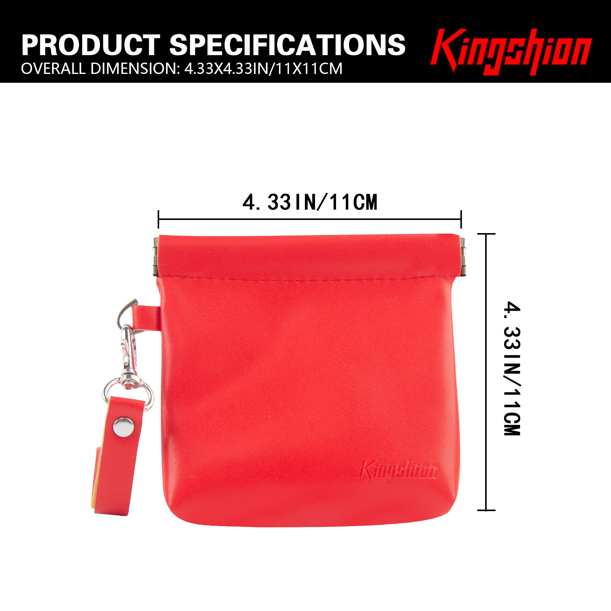 Snap Button Closure Pouch, 4.3 in Storage Organizer with Detachable Wrist Strap & 12 Constellation Badges - Self-closing Multipurpose Bag for Cosmetics, Lipstick, Earbuds, Change, Jewelry (Red) - 1