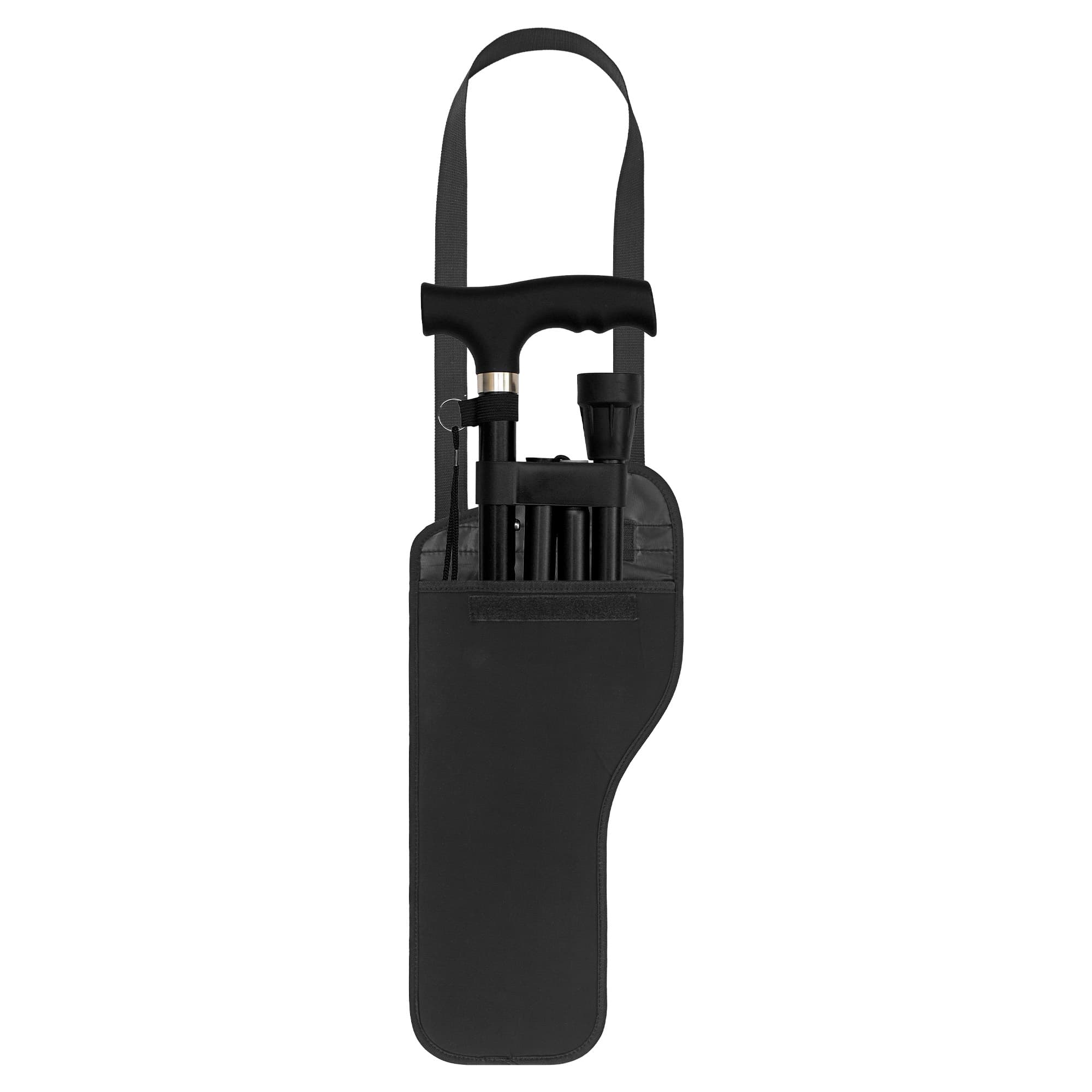Neoprene Folding Cane Storage Bag - Water-Resistance Walking Stick Organizer Pouch, Lightweight Carrying Travel Case, Universal Fit for Foldable Canes (Cane Not Included) - Black - 1