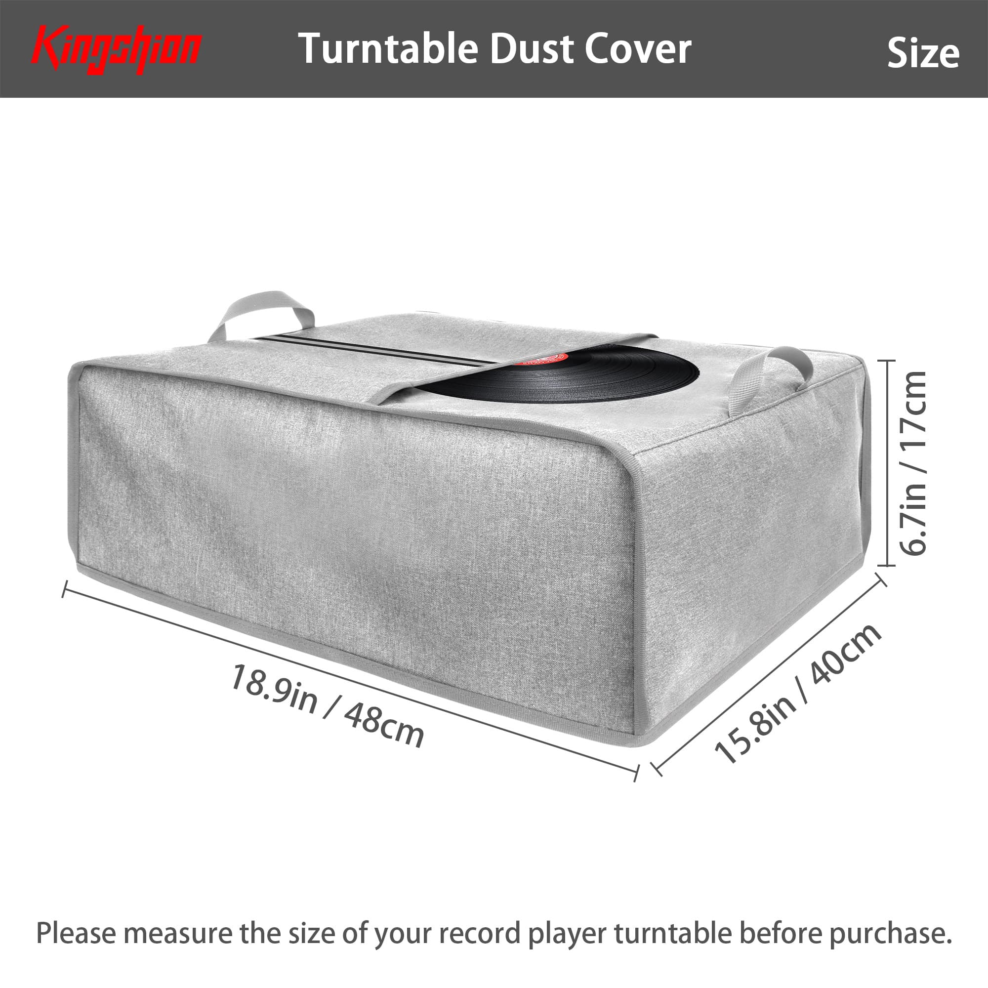 Kingshion Turntable Dust Cover, Record Player Protective Case Compatible with SL-Q300/SL-B250 /SL-B260/SL-BD20/SL-BD27/SL-BD35/SLD-20/SL-PC11/SL1200/SL1210 Pioneer PLX 1000-Light Grey - 1