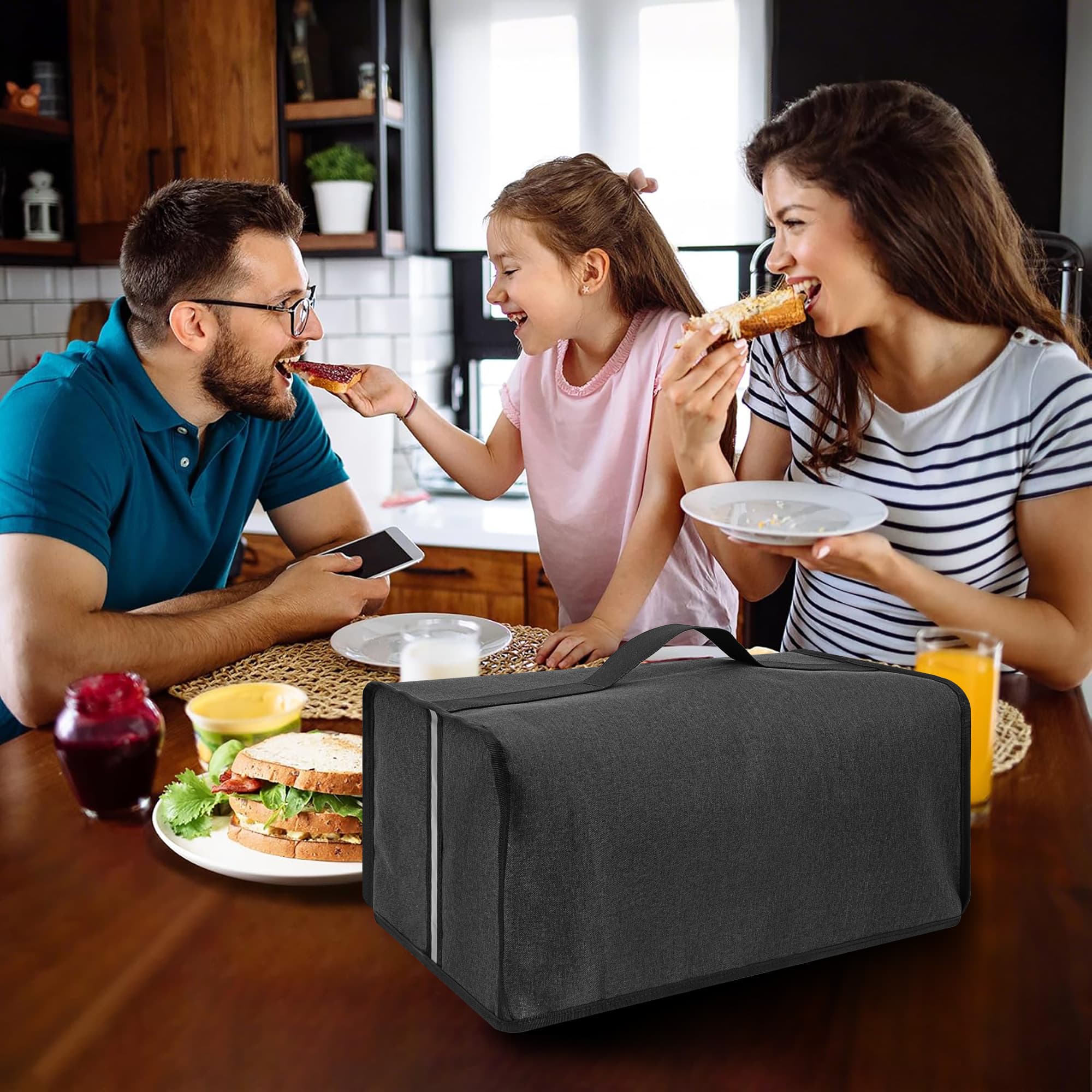 Toaster Cover Compatible with Mueller UltraToast 4 Slice MT-110ss/Elite Gourmet ECT-3100 Long Slot 4 Slice Toaster,Waterproof Heatproofant Dustproof Protective Case Heavy Duty Cover-Dark Grey - 5