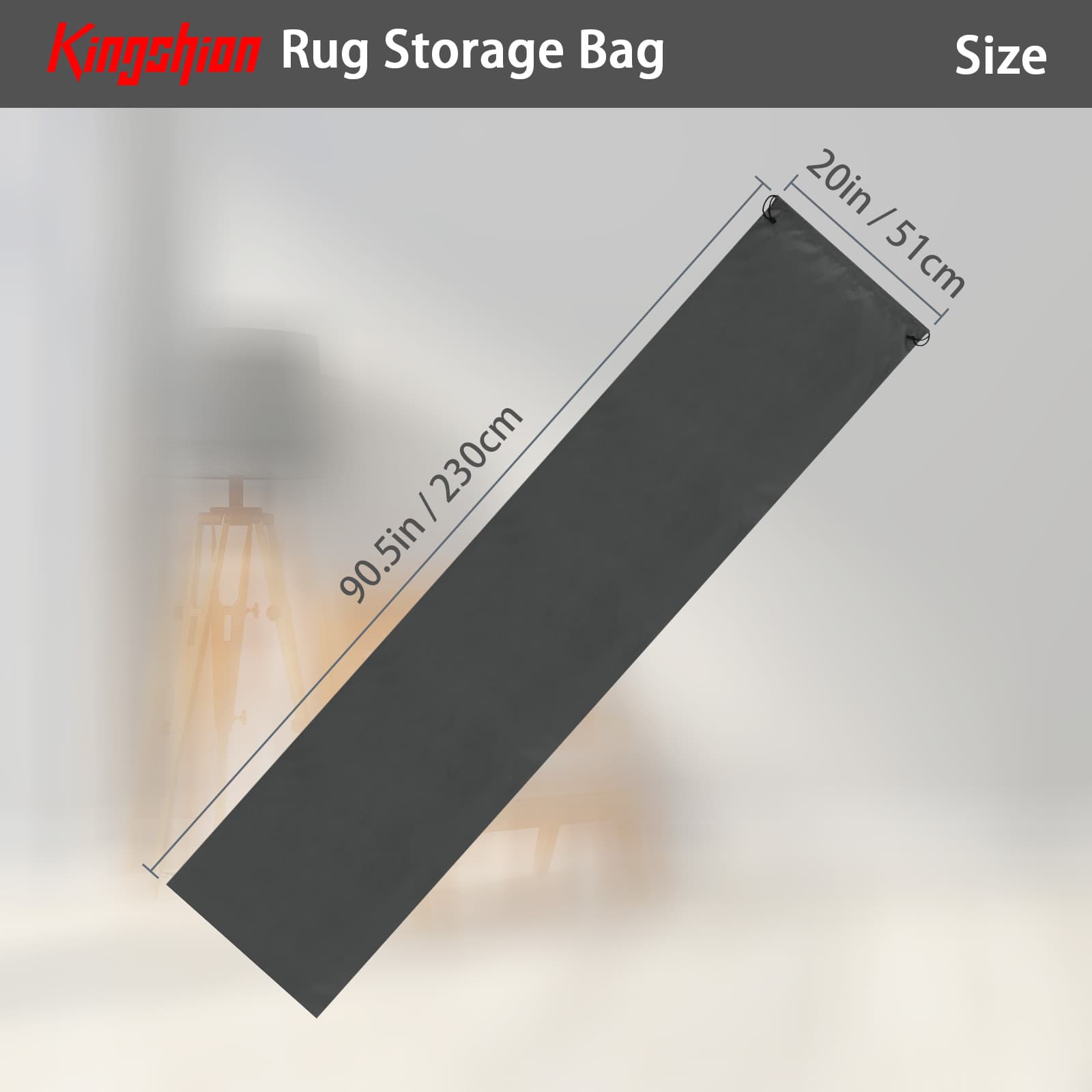 Kingshion 90 In Rug Storage Bag, Heavy Duty Waterproof & Dustproof Storage Bag, Large Polyester Drawstring Rug Storage Bag, Compatible with Rugs up to 6 x 9 Ft, Protection for Rolled Rug 20 x 90.5 In - 1