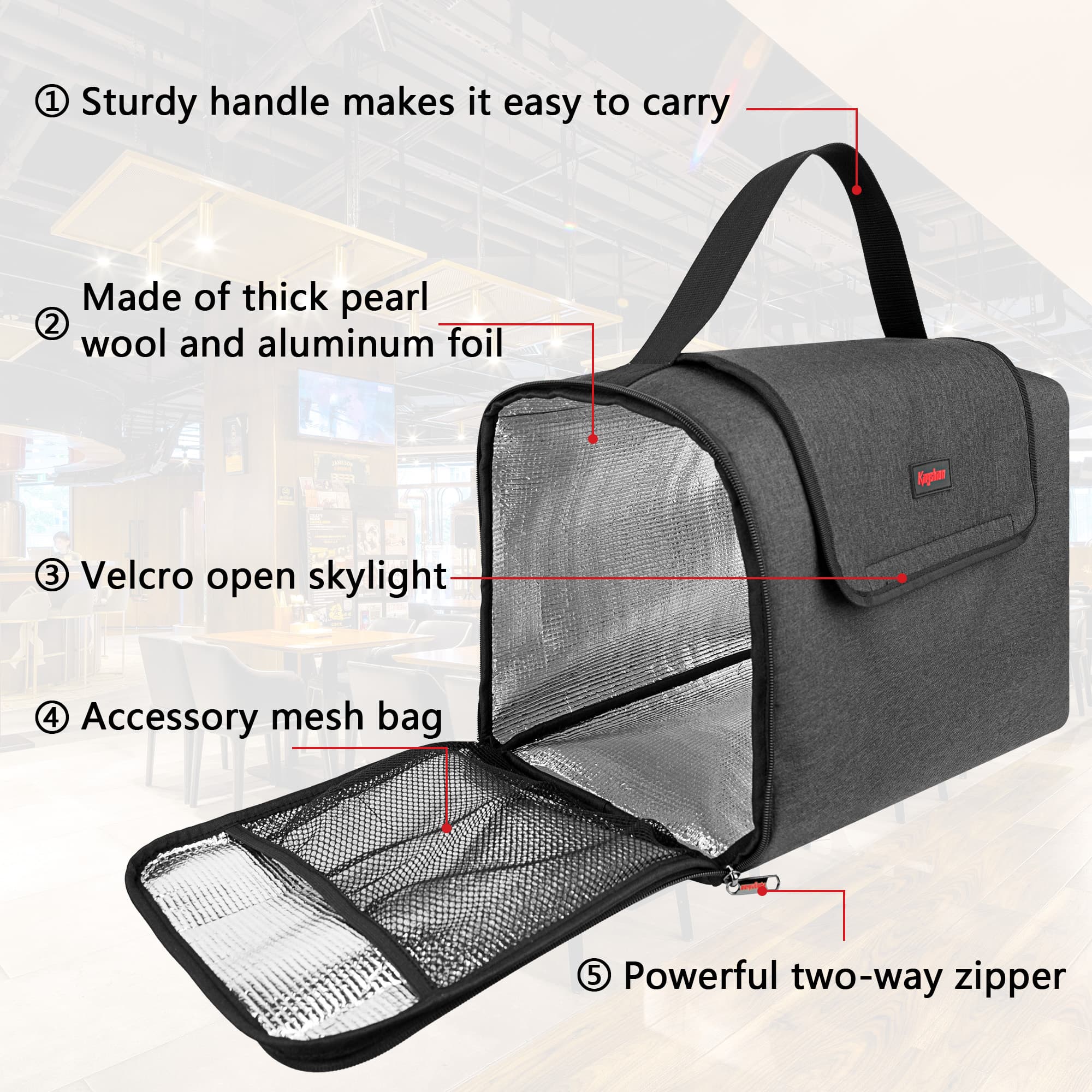 Kingshion Reusable Insulated Soft Cooler Bag, Thick Pearl Wool and Aluminum Foil, Can Beer and Seltzer Drink Cooler, Can Hold 30 Bottles of 330ml Beverage (15" X 10.2" X 10.6") - 3