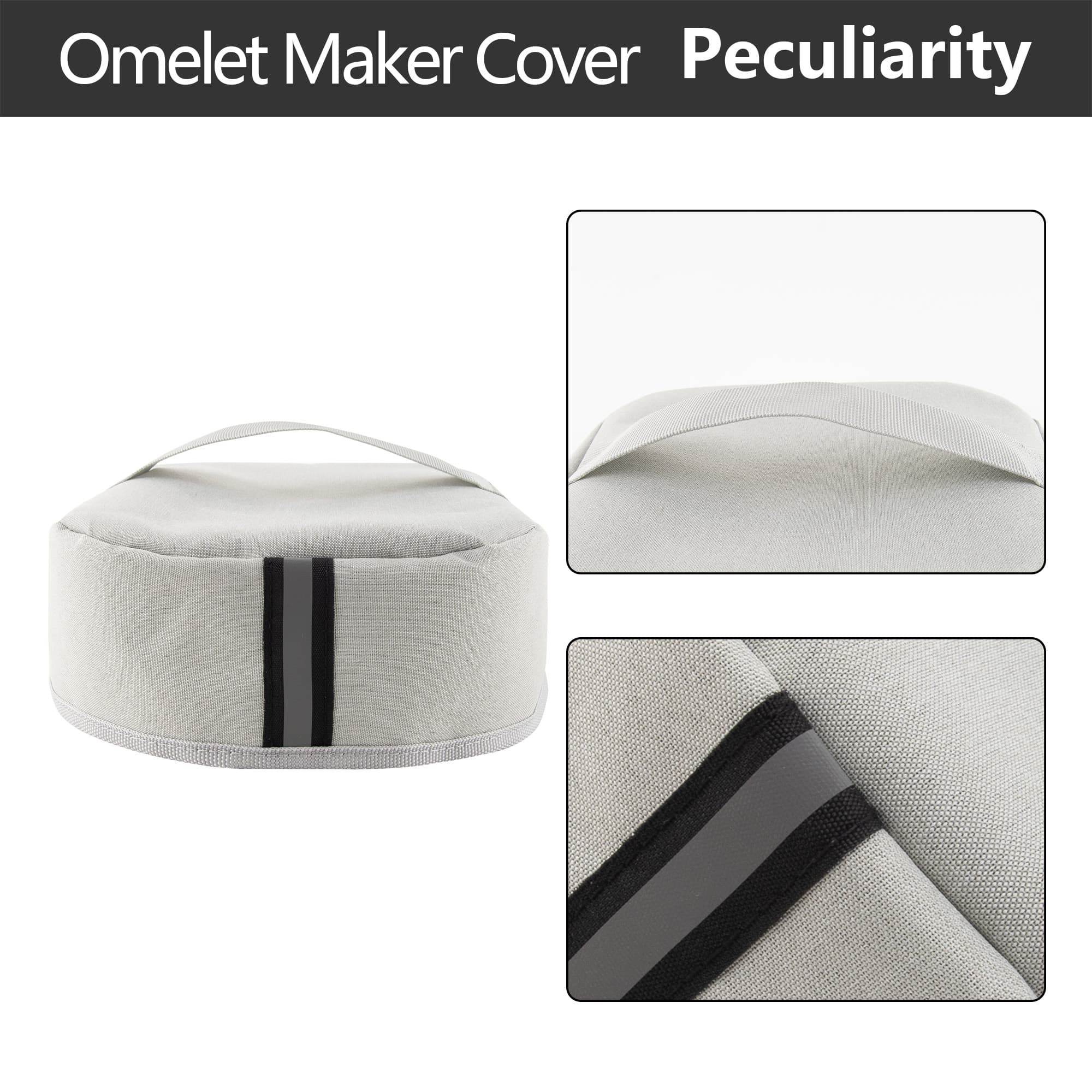 Kingshion Non-Stick Omelet & Frittata Maker Cover, Omelet Maker Dust Cover Compatible with Holstein Housewares - Non-Stick Omelet & Frittata Maker - Light Grey - 3