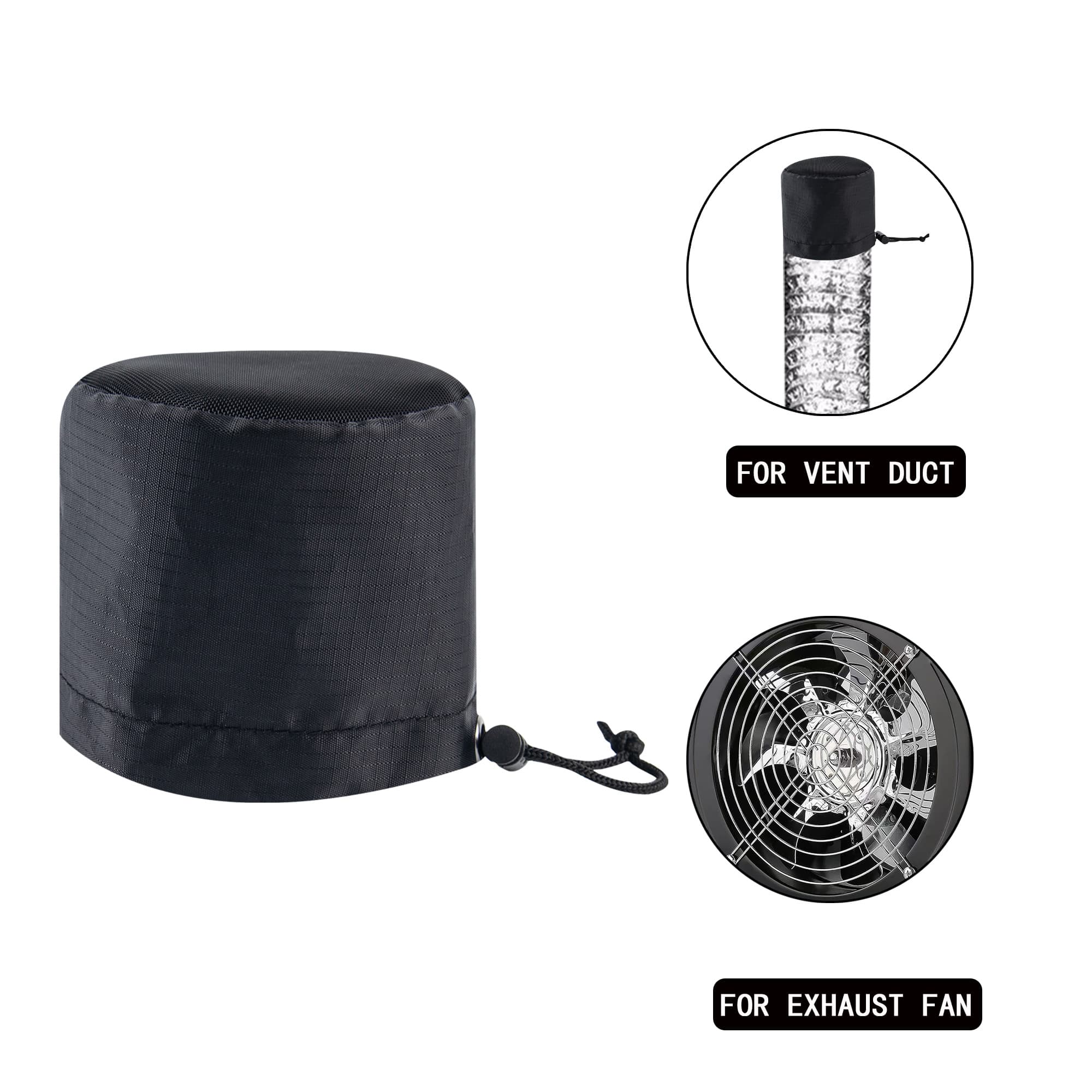 2 Pack 4 Inch Grow Tent Vent Cover, Premium Polyester Fabric Cap with Nylon Air Mesh and Adjustable Drawstring for Grow Tent Vent Secure Attachment - 3