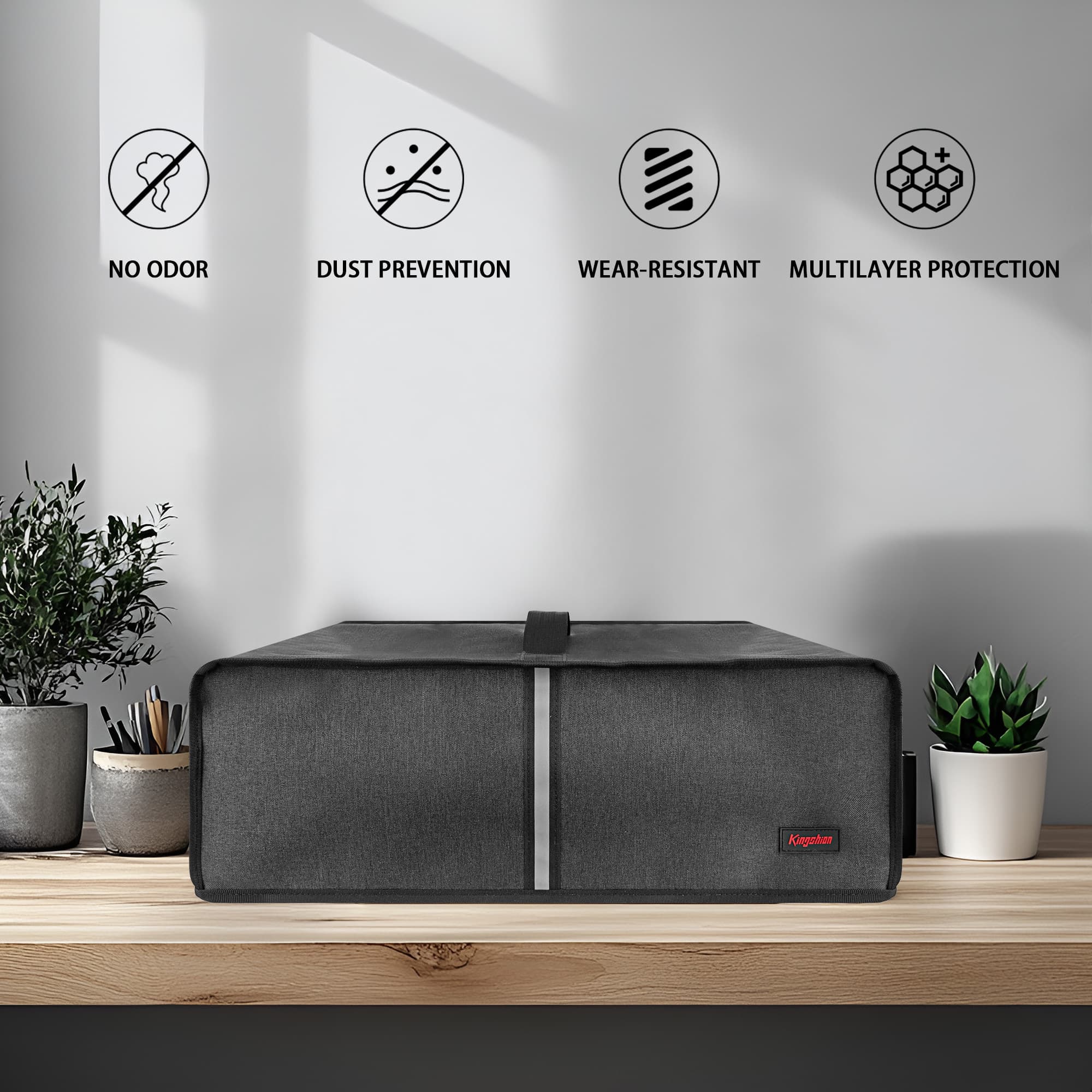 Kingshion Printer Dust Cover with Handle, Heavy Waterproof Fabric, Compatible with HP DeskJet 4255e/4155e/2755e/2855e/2721e/2720e, Emvy Inspire 7255e / 6555e / Pro 6455 Printer Protection - Dark Gray - 5