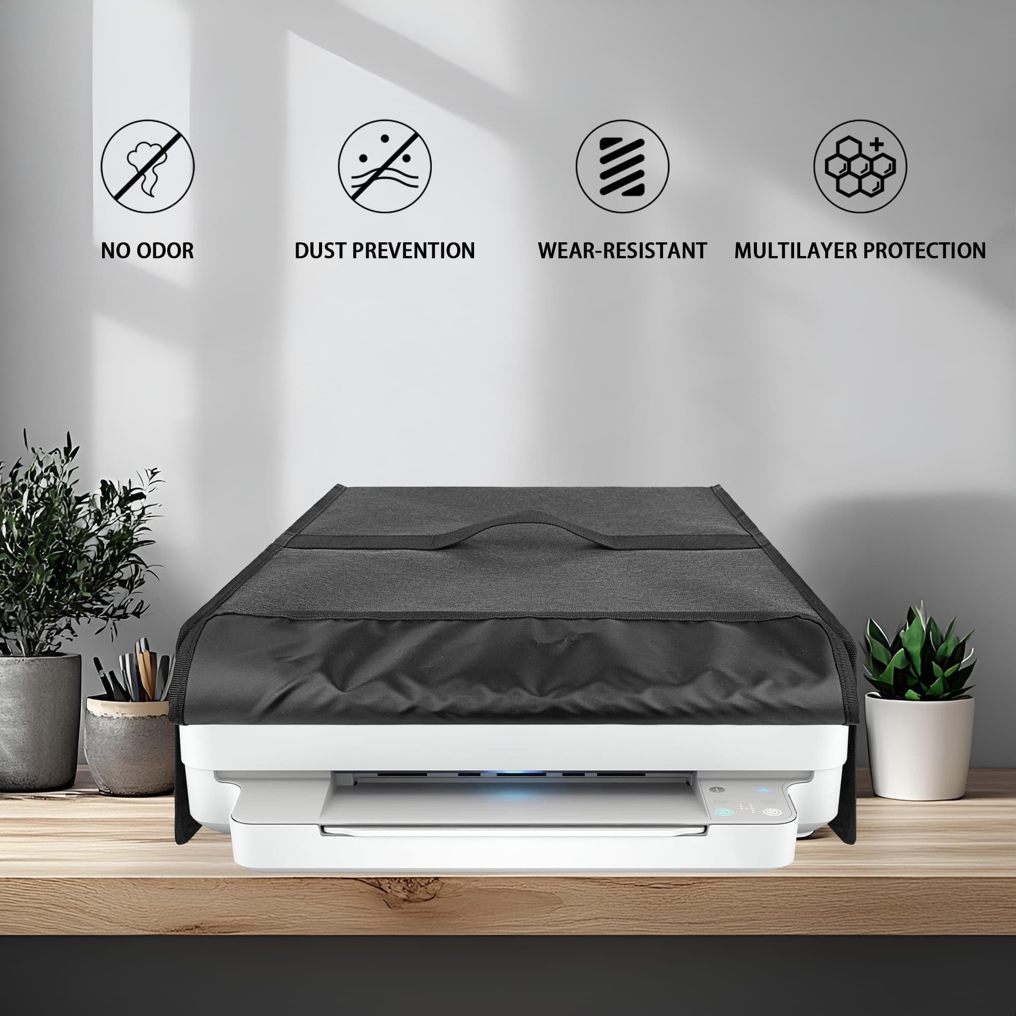 Kingshion Printer Dust Cover Compatible with HP Envy 6020e / 6055e / 6065e / 6075 / 6155e / 6455e / 6458e /  6555e, Smart-Tank 5000, DeskJet 2755e / 2855e / 3630 / 5055 Printer - Dark Grey - 5