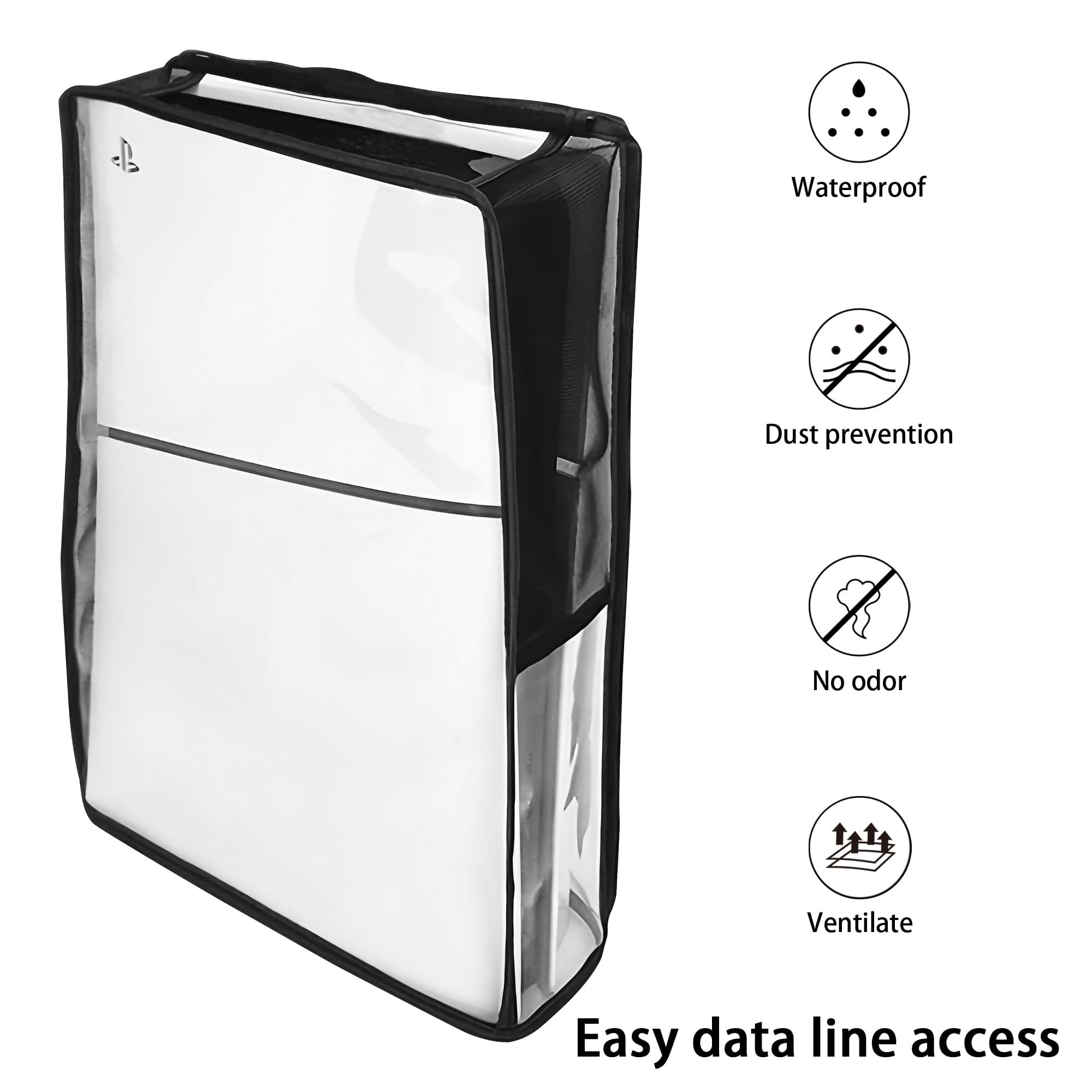 Kingshion PS5 Slim Console Dust Cover - Transparent Waterproof Protective Sleeve with Anti-Scratch Design, Precision Fit for Disc Edition & Vertical Stand, Clear Protective Case (Slim Model) - 4