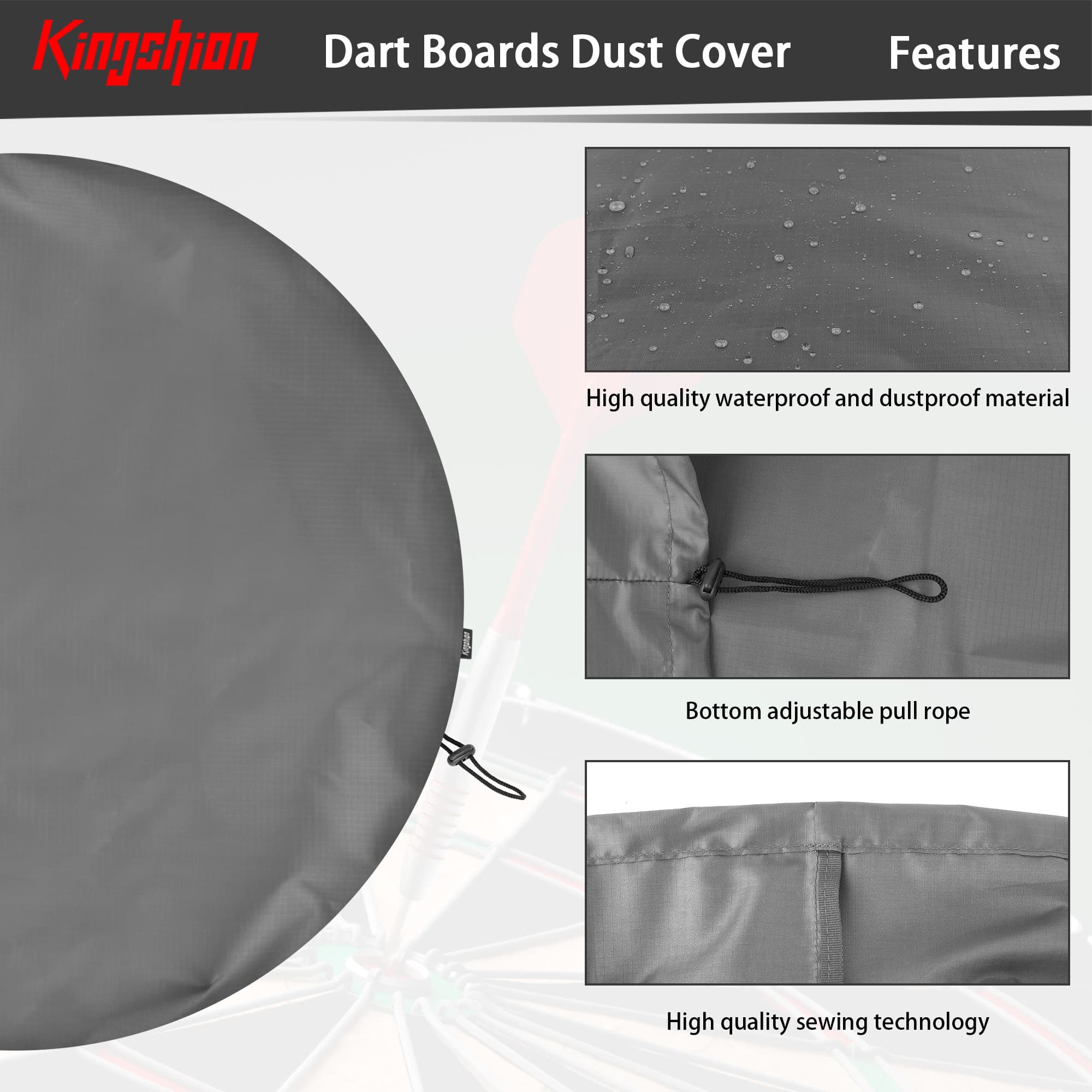 Kingshion Dart Boards Dust Cover, Waterproof Protective Cover for Dartboard, Tips, Shafts and Other Accessories, 24 Inches In Diameter - 2