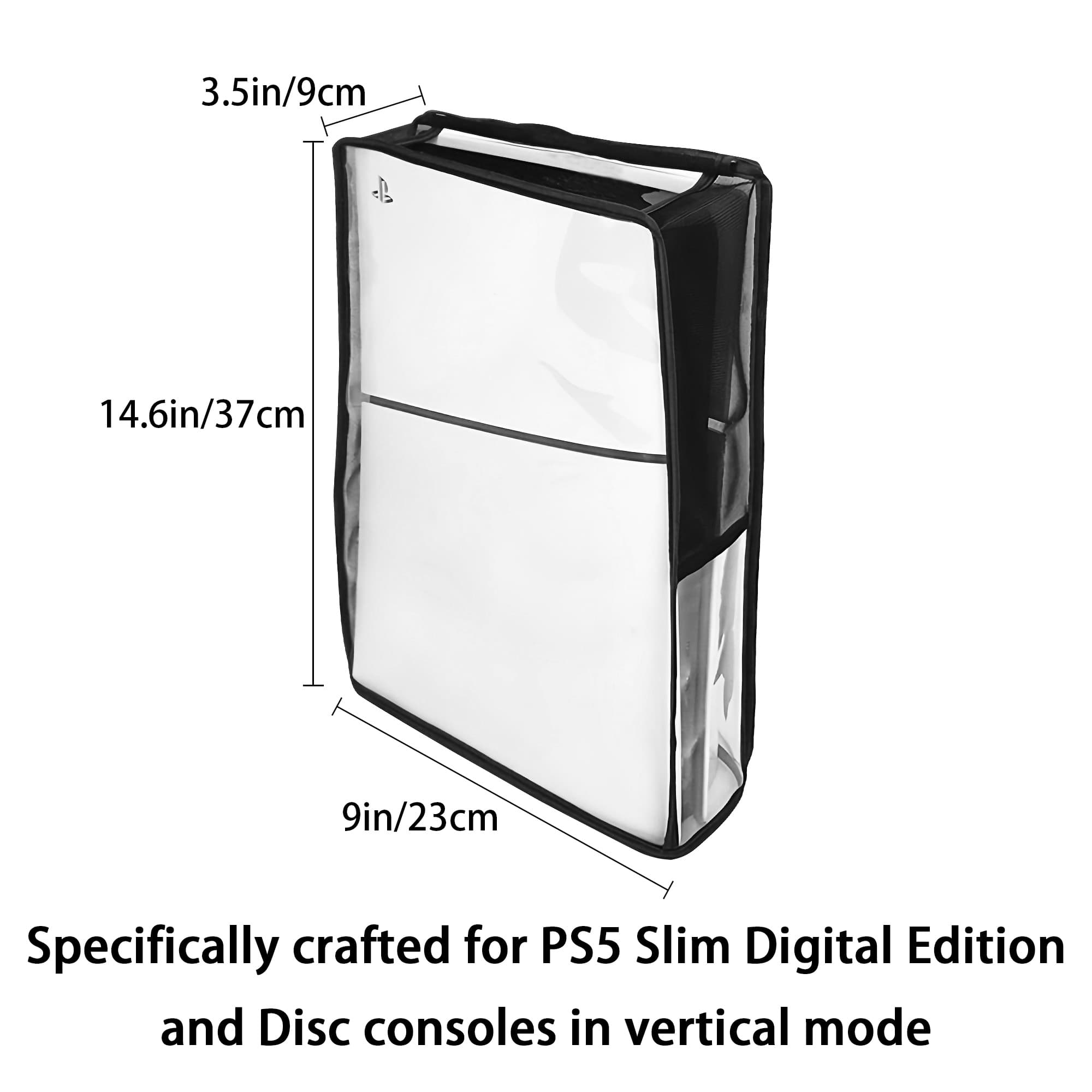 Kingshion PS5 Slim Console Dust Cover - Transparent Waterproof Protective Sleeve with Anti-Scratch Design, Precision Fit for Disc Edition & Vertical Stand, Clear Protective Case (Slim Model) - 2
