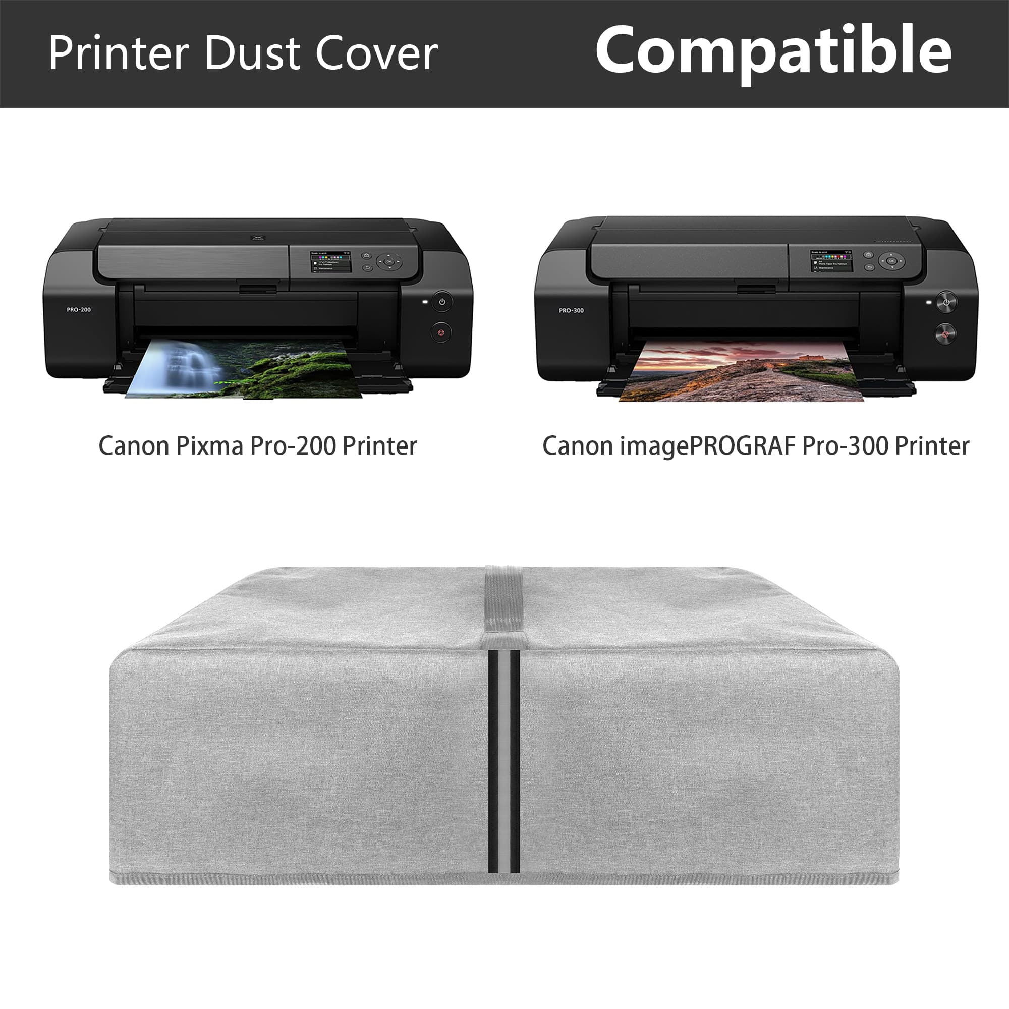 Kingshion Printer Dust Cover Compatible with Canon imagePROGRAF Pro-300 or Canon Pixma Pro-200 Printers,Splash-Proof Fabric Easy to Clean & Storage - Light Gray - 5
