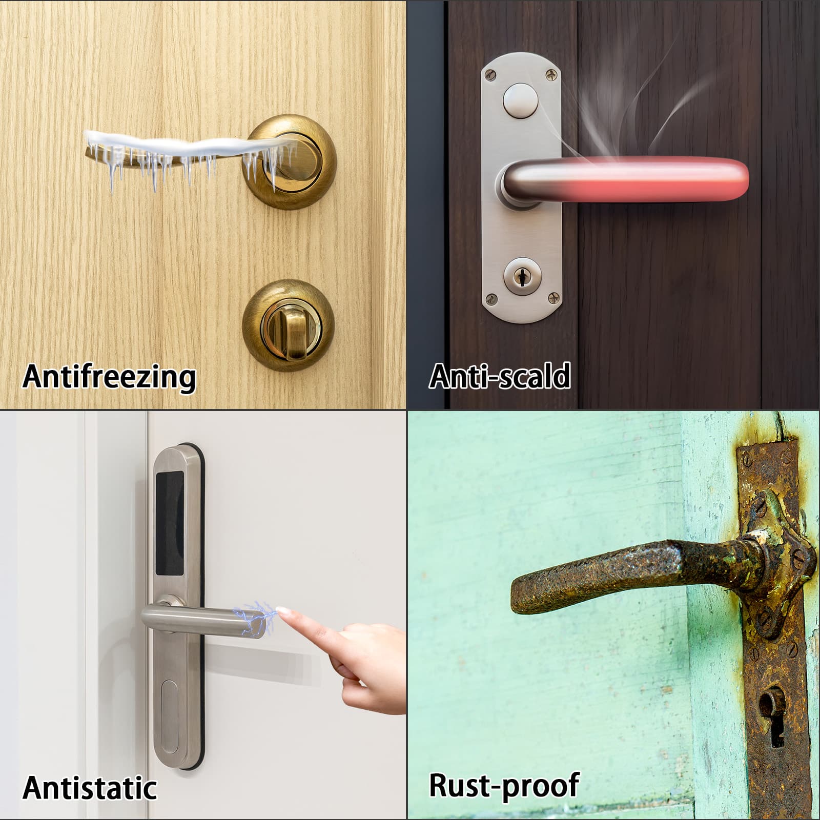 Kingshion 4 PCS Door Handle Covers, Neoprene Rubber Material Doorknob Cover, Anti-Scald Antifreeze Door Handle Protector Door Knob Cushion Cover Protect Hands from Burns and Chills, 2.6 X 5.1 Inches - 3