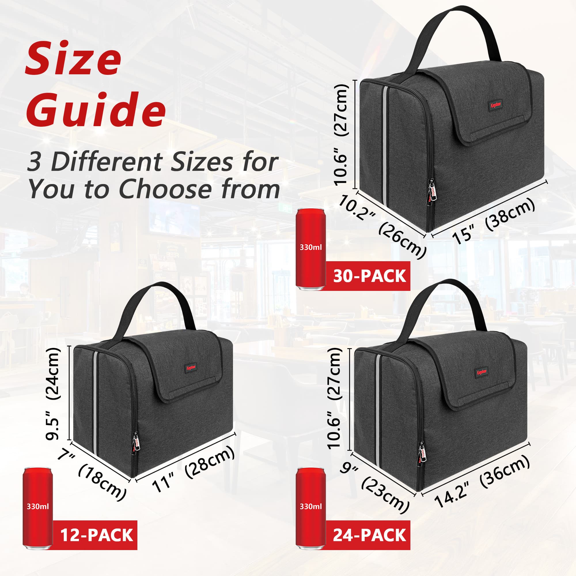 Kingshion Reusable Insulated Soft Cooler Bag, Thick Pearl Wool and Aluminum Foil, Can Beer and Seltzer Drink Cooler, Can Hold 30 Bottles of 330ml Beverage (15" X 10.2" X 10.6") - 1