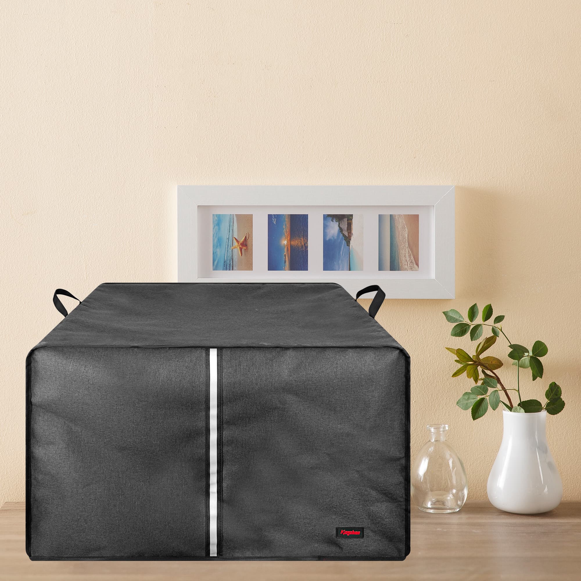 Heat Press Cover, Dust Proof Polyester Protective Cover for 22 x 18 x 16.5 in Heat Press Machine, Heavy-Duty Dark Gray Fabric with Dual Top Handles, Scratch & Dirt Protection for Home and Commercial - 4