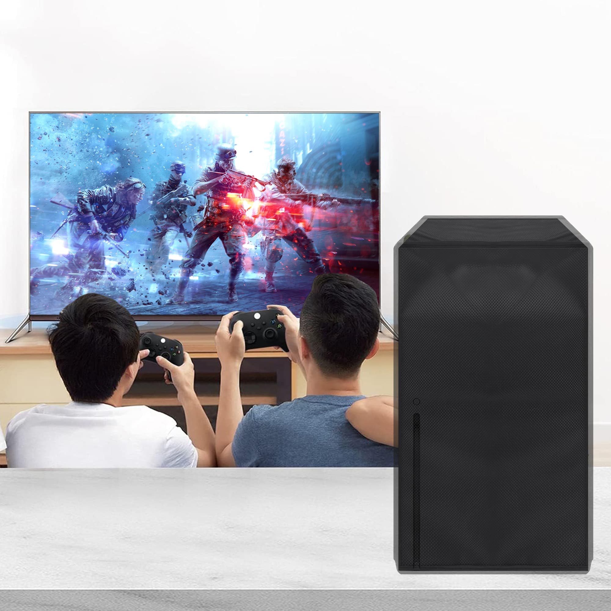 Kingshion Xbox Series X Console Dust Cover - Nylon Waterproof Protective Sleeve with Easy Access Cable Ports, Anti-Scratch Design & Custom Fit for Enhanced Protection (Black) - 5