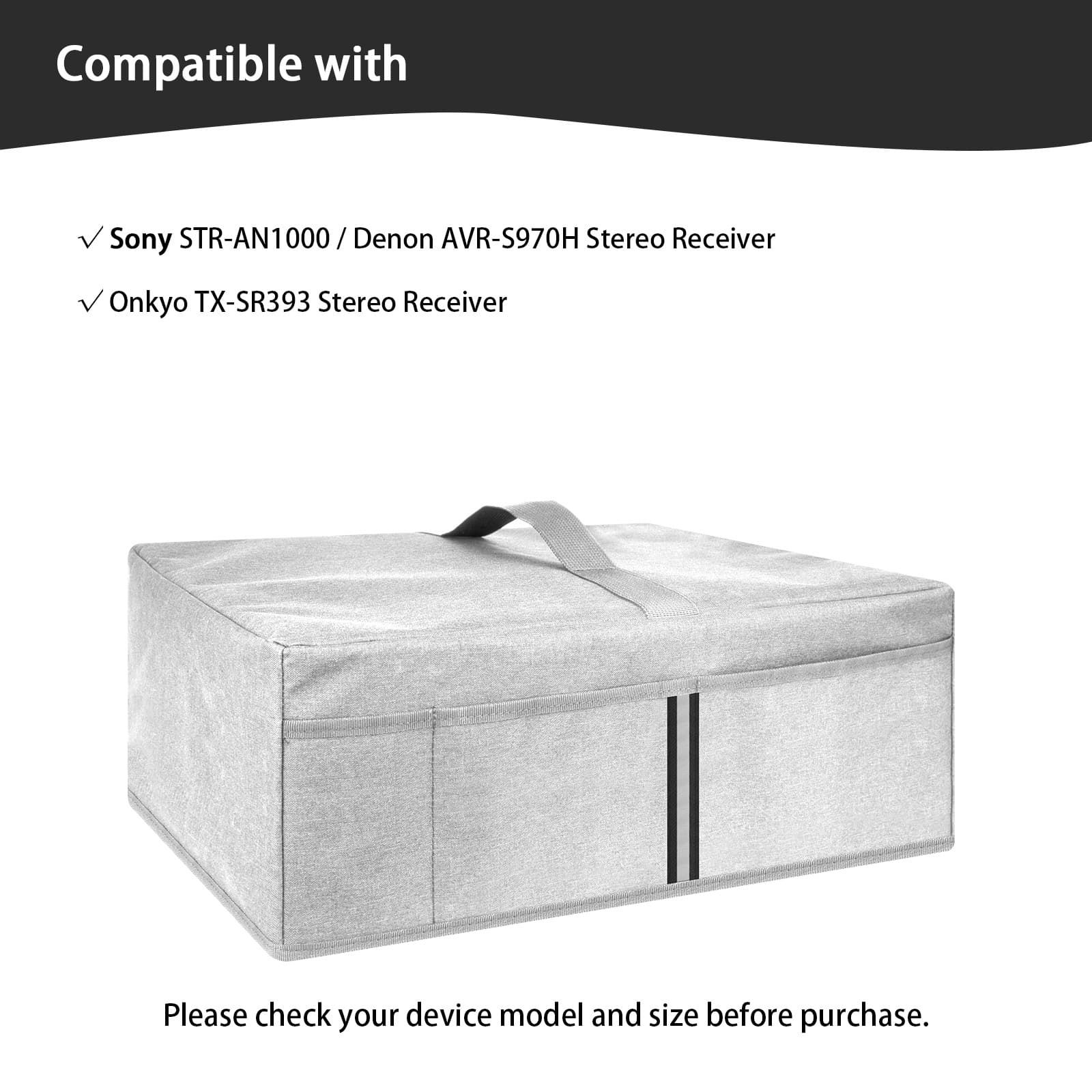Kingshion Record Player Dust Cover, Stereo Receiver Dust Cover Protector Compatible with Sony STR-AN1000, Denon AVR-S970H, Onkyo TX-SR393 Stereo Receiver (Light Gray) - 4