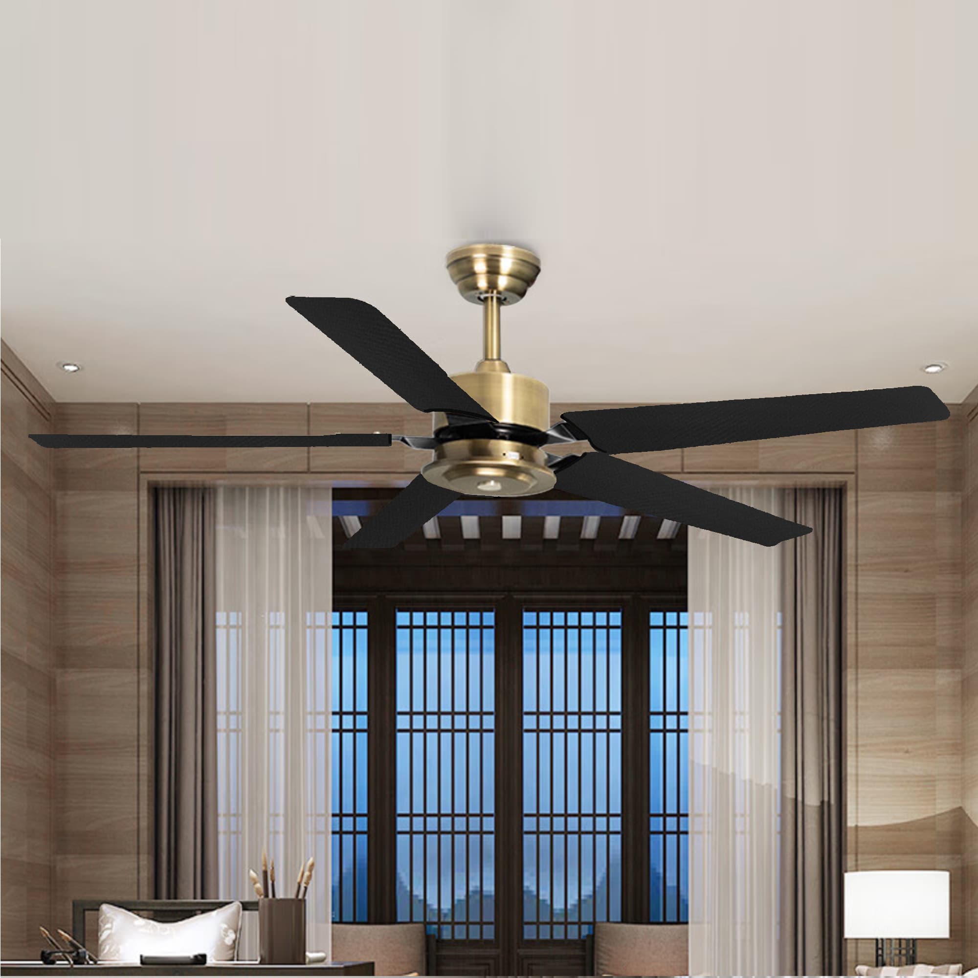 Kingshion 5 Pack Fan Blade Covers Suitable for Most Ceiling Fan Blades- Fits fan blades 5-6 " wide, 19.5 - 22" long (Black) - 5
