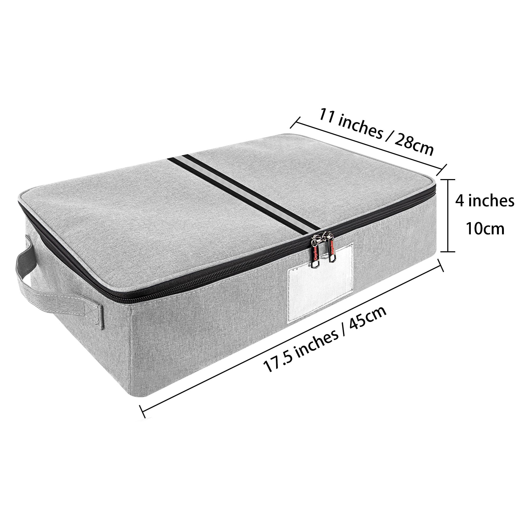 Kingshion Flatware Storage Case-5 Compartment Silverware Storage Container Box with Removable Lid and Easy to Carry Handles,Cutlery Storage Holder with Zipper Lid for Organizing Cutlery - Light Gray - 1