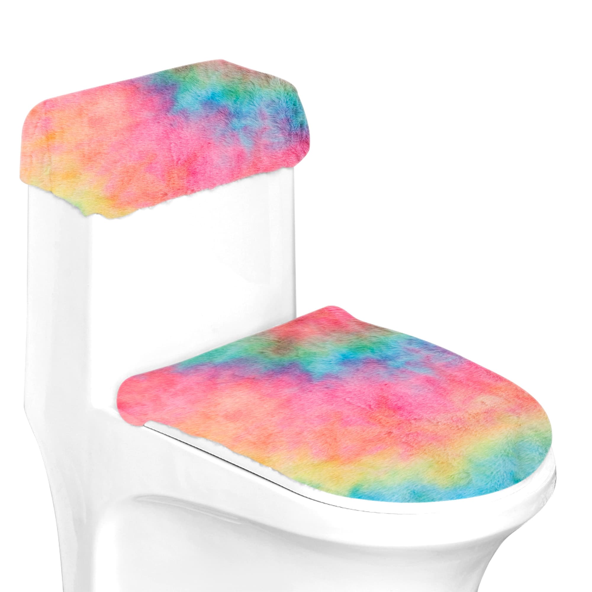 Pastel Blue Toilet Lid & Tank Cover Set - 2-Piece Plush Microfiber Dust-Proof Protectors, Machine Washable Bathroom Accessories with Elastic Fit & Quick-Dry Fabric