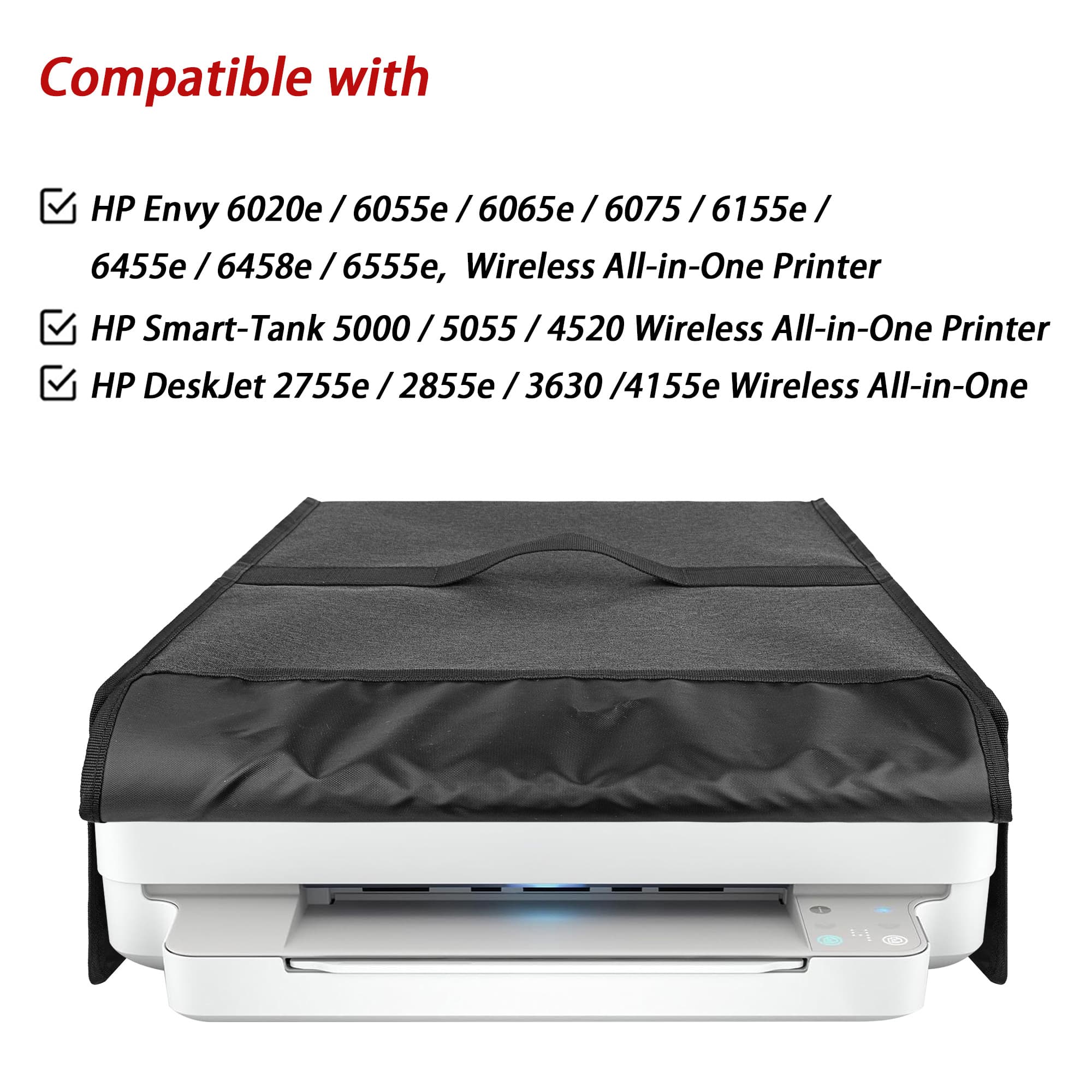 Kingshion Printer Dust Cover Compatible with HP Envy 6020e / 6055e / 6065e / 6075 / 6155e / 6455e / 6458e /  6555e, Smart-Tank 5000, DeskJet 2755e / 2855e / 3630 / 5055 Printer - Dark Grey - 3