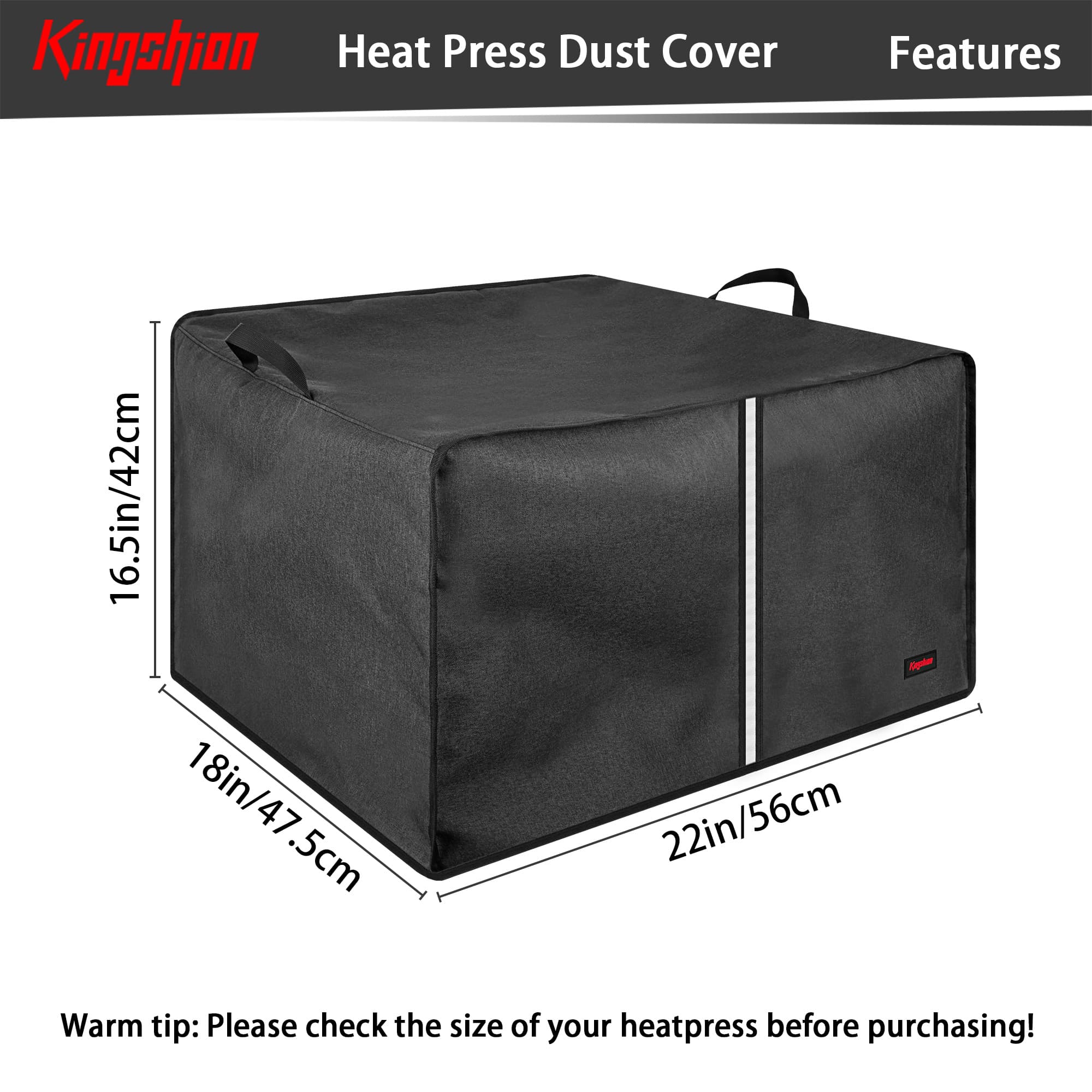 Heat Press Cover, Dust Proof Polyester Protective Cover for 22 x 18 x 16.5 in Heat Press Machine, Heavy-Duty Dark Gray Fabric with Dual Top Handles, Scratch & Dirt Protection for Home and Commercial - 1