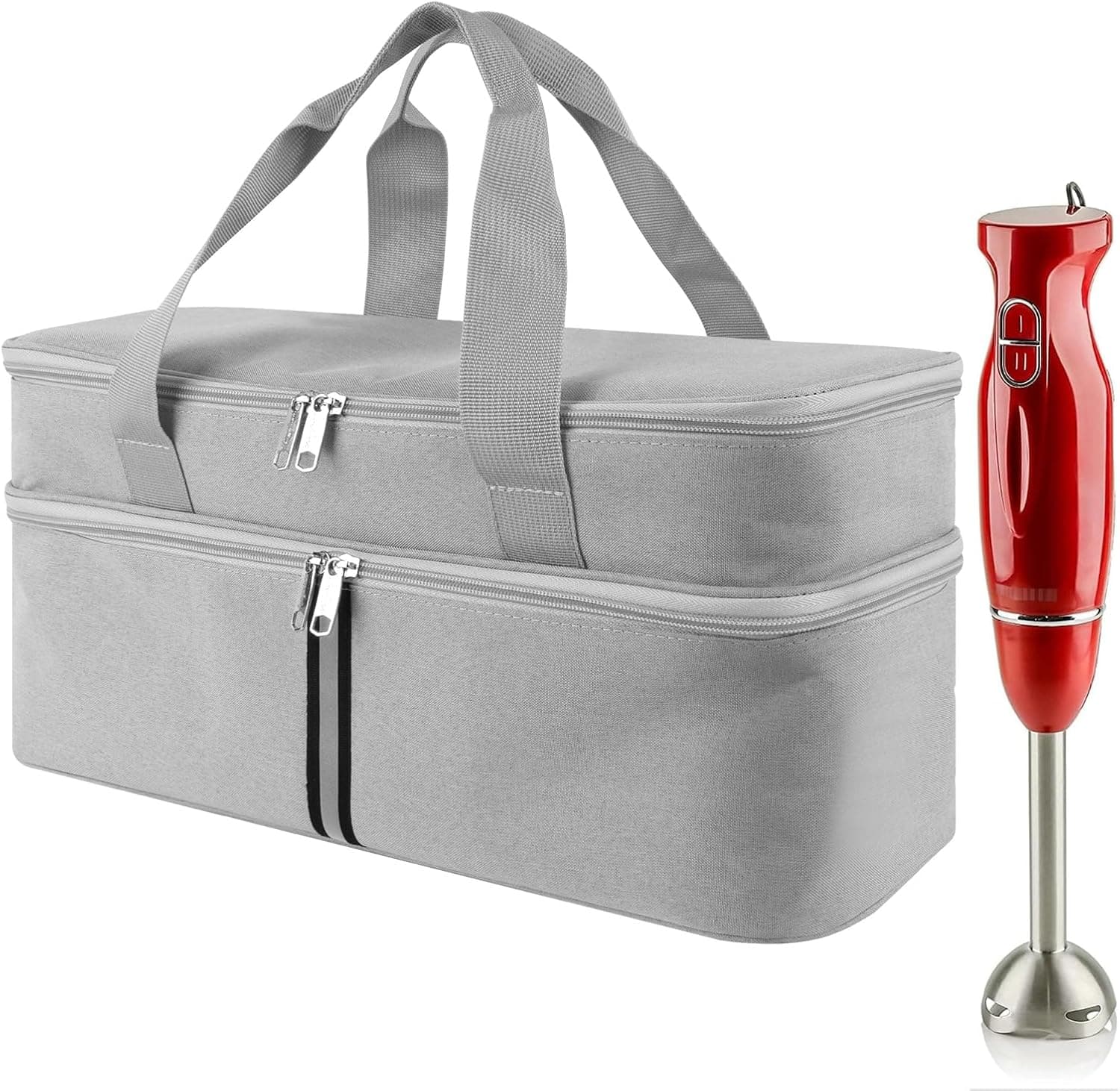 Immersion Hand Blender Storage Bag - Light Grey, Portable Handheld / Stick Blender Travel Organizer (Bag Only)
