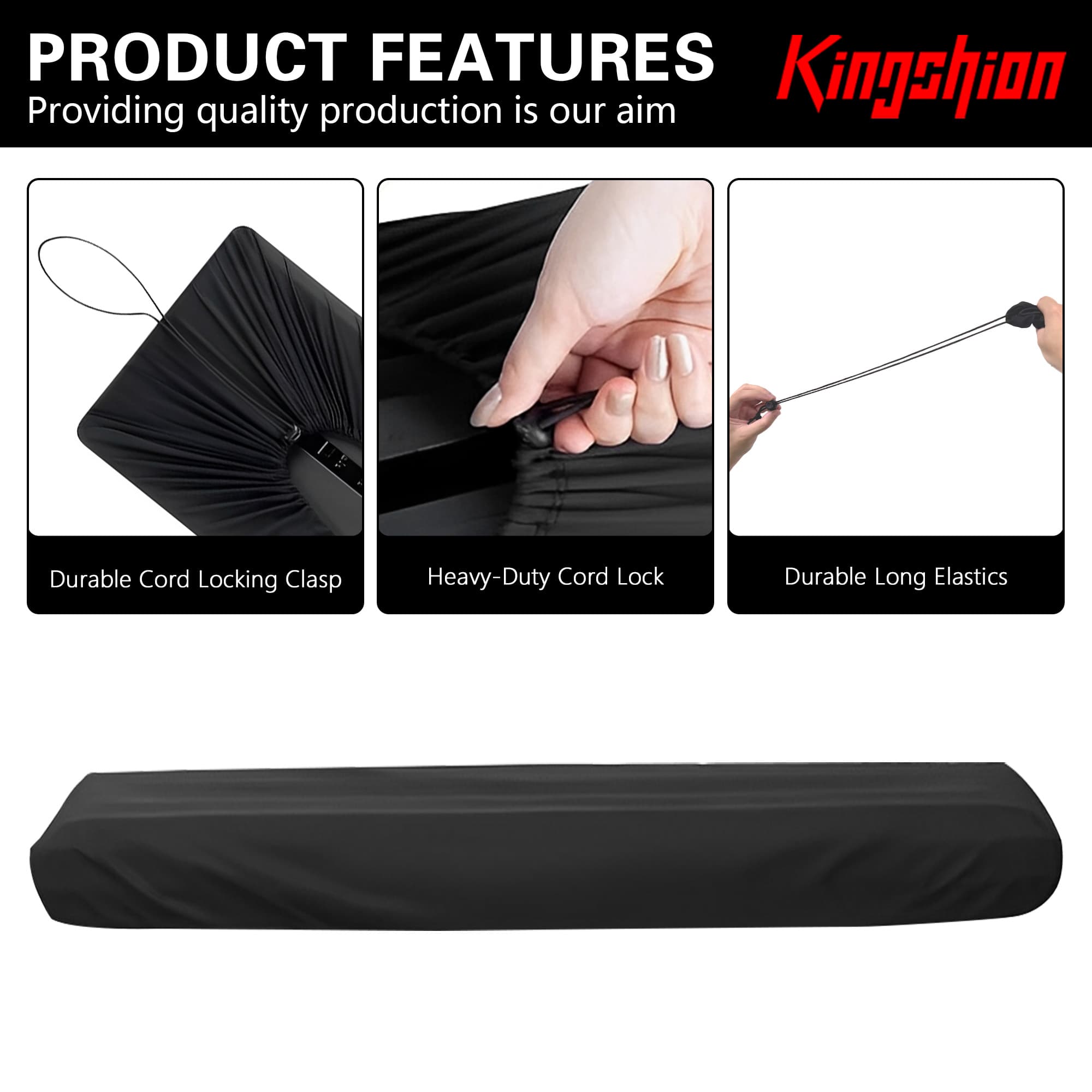 88 Keys Piano Keyboard Dust Cover, Digital Electronic Piano Keyboard Covers, Full Covering Soft and Premium Surface with Durable Elastic Cord Lock (88key, Black) - 2