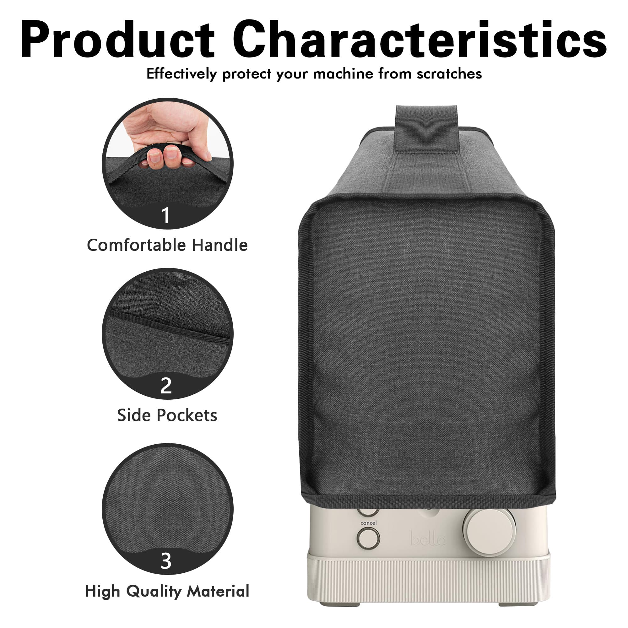 Toaster Cover Compatible with bella 4 Slice Slim Toaster,Waterproof Heatproofant Dustproof Protective Case Heavy Duty Cover-Dark Gray - 2