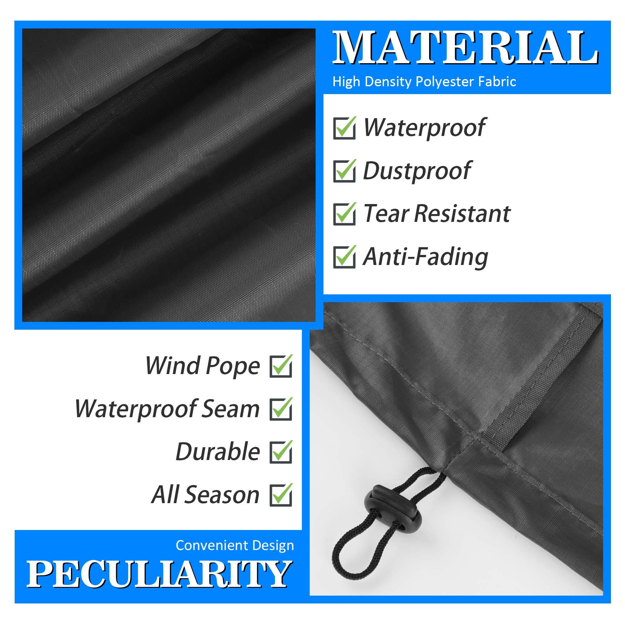 Kingshion 55 Gallon Universal Drum Cover, 2 Pack Stretchable Adjustable Waterproof Barrel Cover with Drawstring, Rain & Water Storage Protection,All Weather Protection-Dark Gray - 2