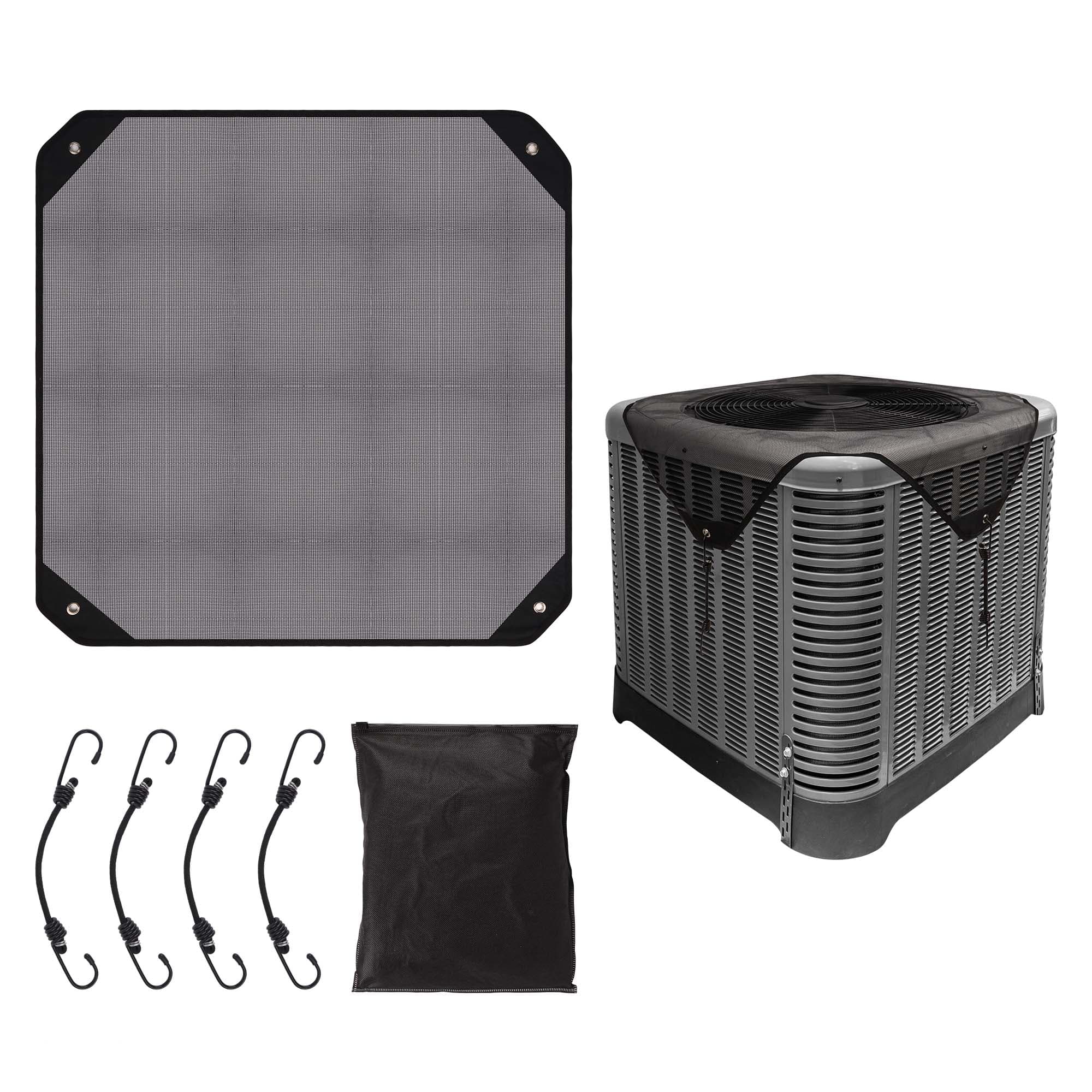 Kingshion Central Air Conditioner Covers for Outside 32'' X 32'', Mesh AC Covers for Outside Unit, Breathable AC Conditioning Condenser Compressor Cover-With four stretchable fixing hooks(Black)
