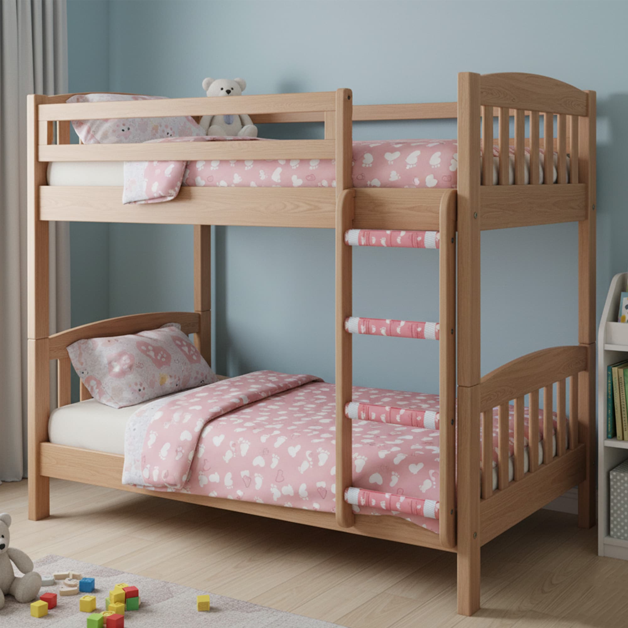 5Pcs Bunk Bed Ladder Pads, 30 x 25cm Bunk Ladder Cover with 10 Adjustable Straps, Comfortable Step Pads for Loft Bed, Suitable for Safe and Comfortable Climbing, Pink Foot - 5