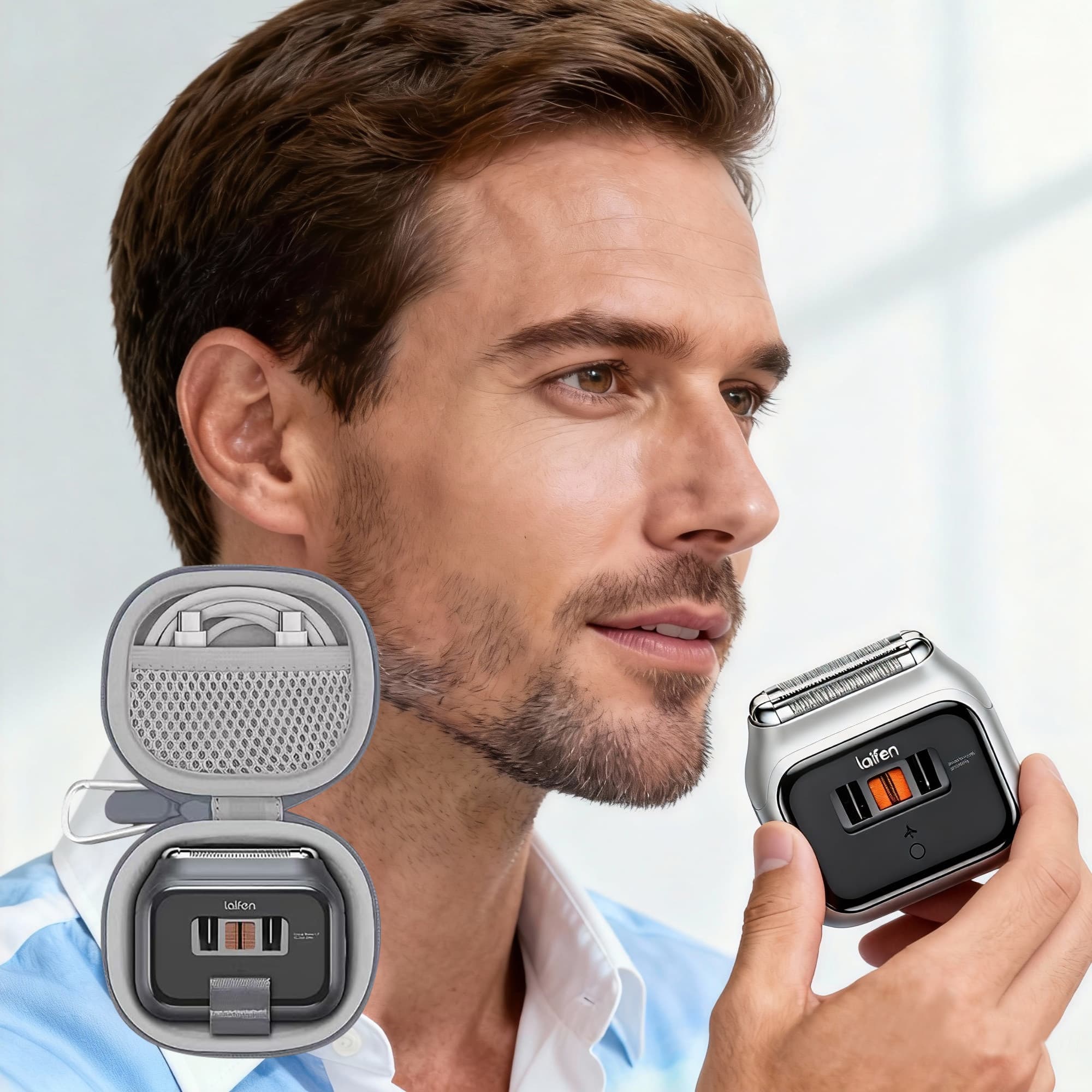Electric Shaver Razor Case Compatible with Laifen P3 Pro, Hard Shell Compact Protective Travel Storage Box with Mesh Pocket for Shaver Accessories - Gray - 4