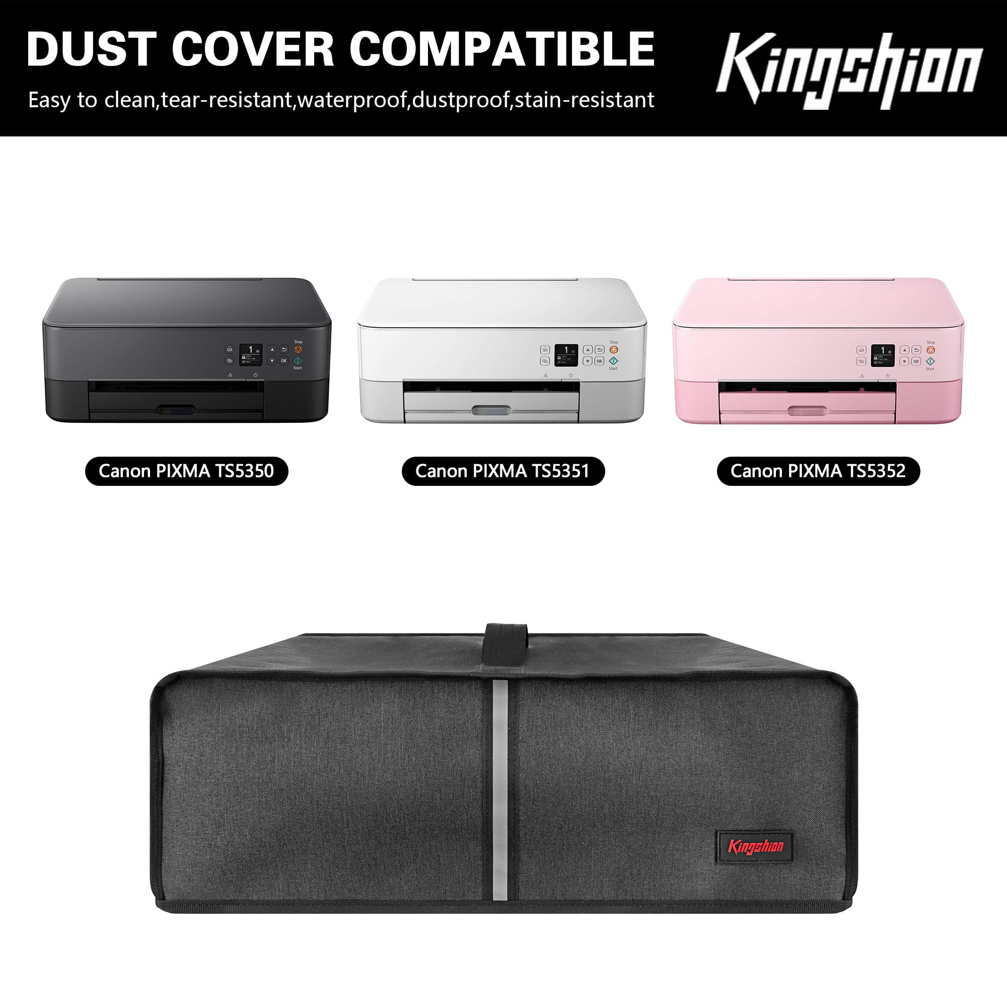 Printer Dust Cover Compatible with Canon Pixma TS5350 / TS5351 / TS5352, High-Elastic Oxford Cloth Protective Cover for Printer - Dark grey - 3