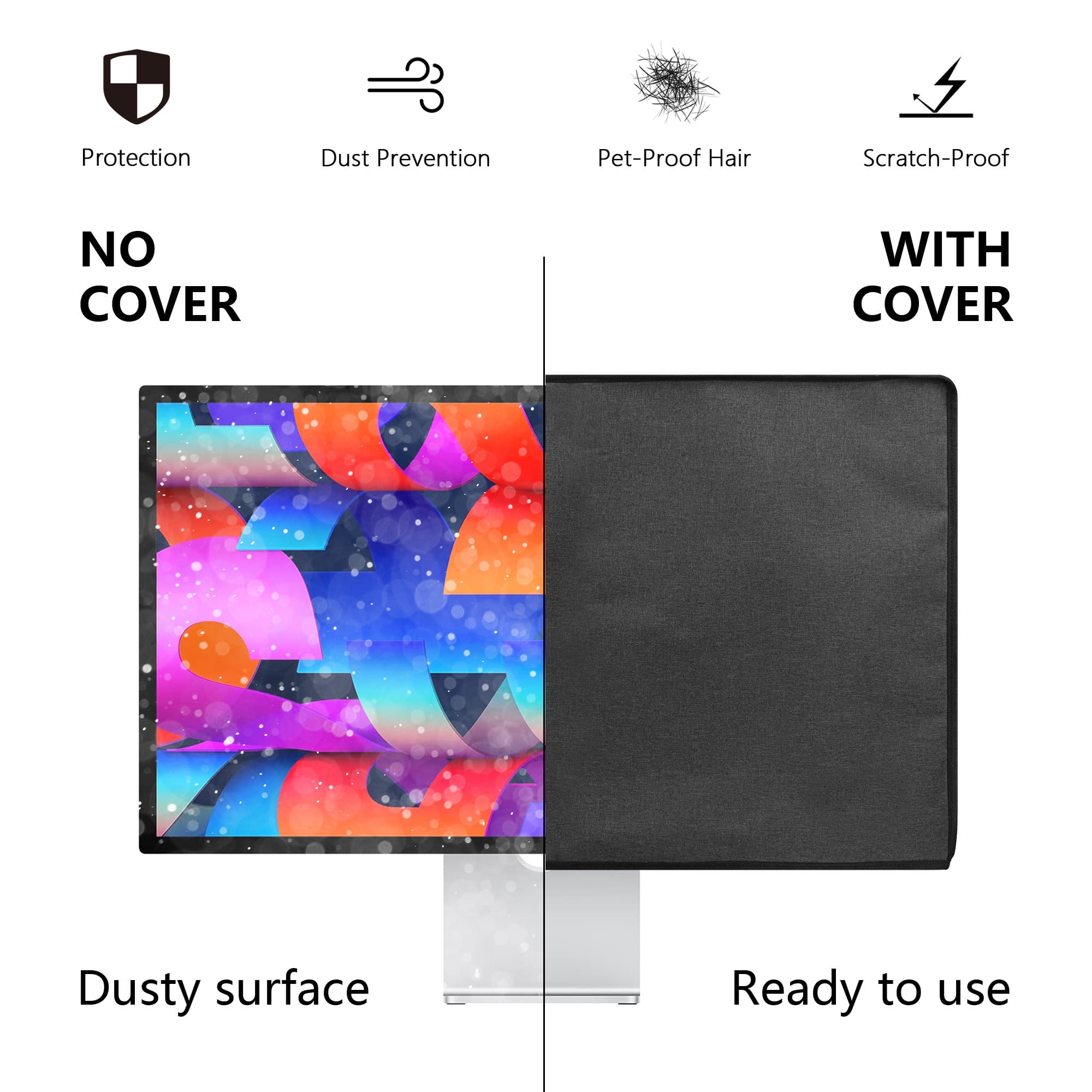 Kingshion Monitor Dust Cover 32 inch Dustproof LCD, LED, HD Panel Case Compatible with 32 inch Samsung, HP, Dell, Smart Monitor Dust Cover Computer Screen Protector,PC,Desktop and TV- Dark Grey - 6