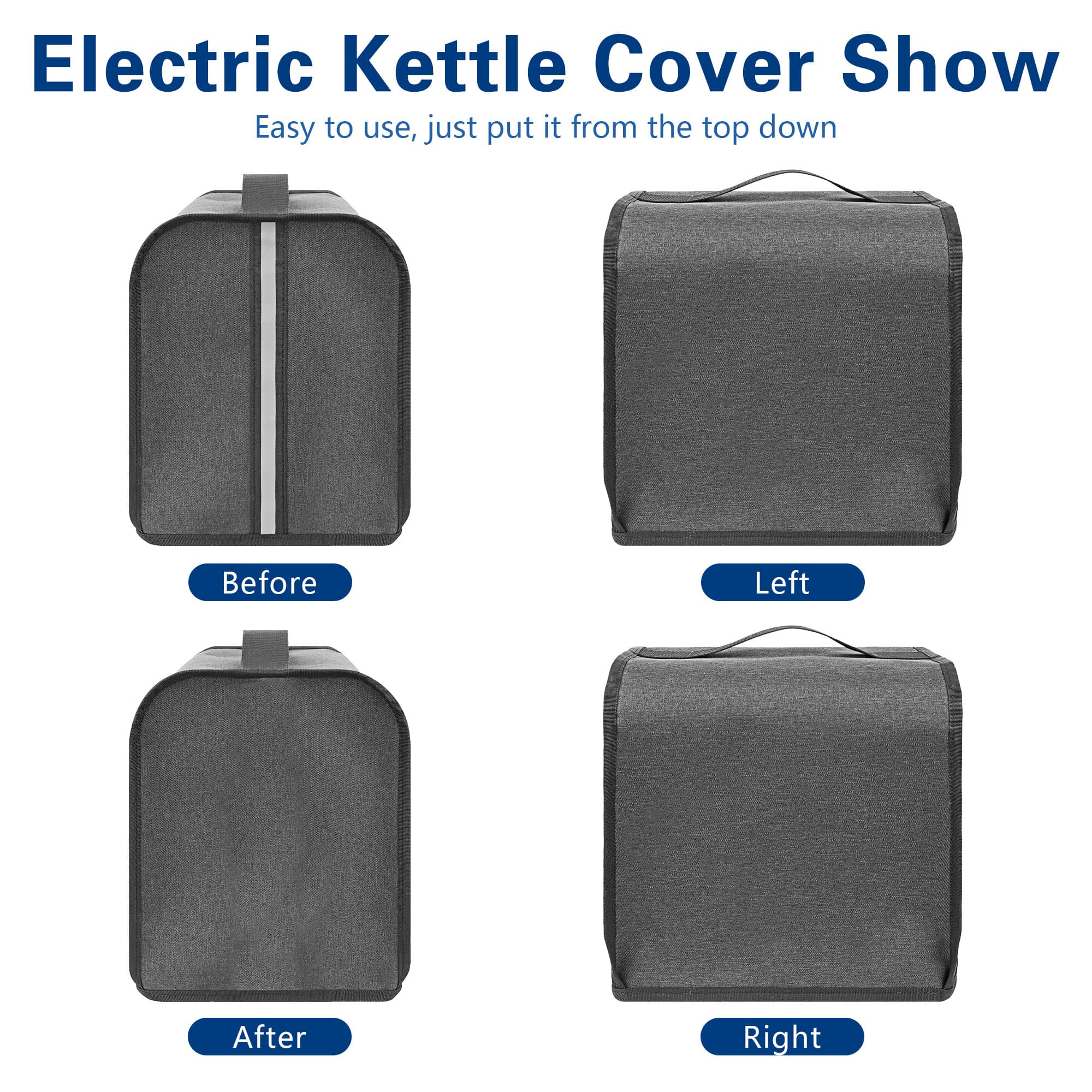 Electric Water Kettle Protective Cover, Water Splash Proof Dustproof Cover with Handle for Electric Tea Pot Boiler, Fit 1.5 / 1.7L Kettle - 4