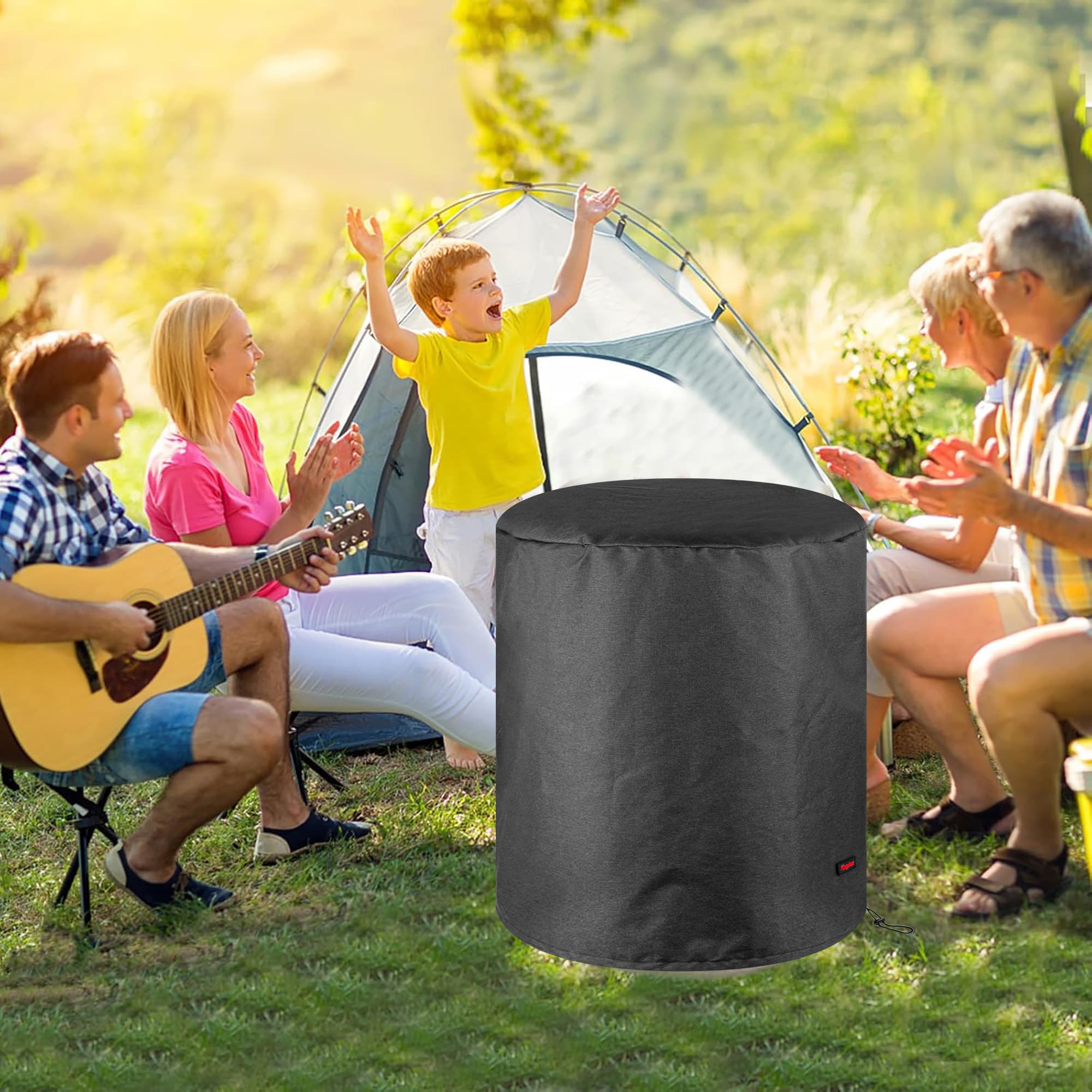 Kingshion Waterproof Outdoor Patio Cooler Bar Table Cover - Compatible with Keter 7.5-Gal Cool Bar Table, Heavy-Duty Round Beer Cooler Cover 24" Diameter X 26" Height, Dark Grey - 5
