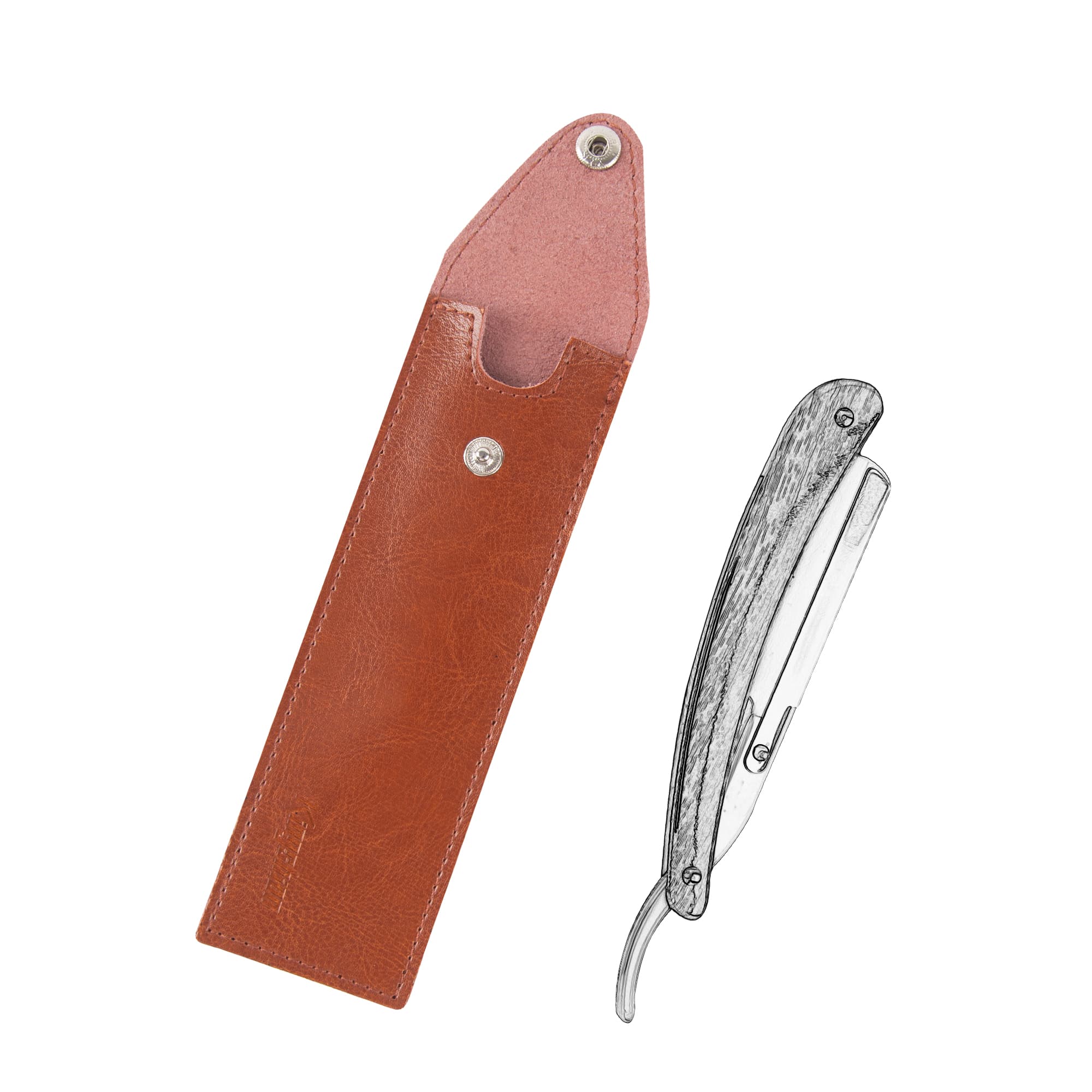 Genuine Leather Straight Razor Cover, Protective Snap Closure Shaving Razor Sleeve, Travel Storage Pouch for Straight Edge Razors